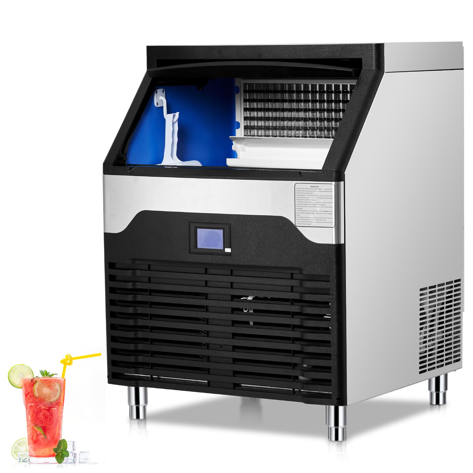 Zstar Commercial Ice Maker Machine - 300LBS/24H Under Counter Ice Maker with 150LBS Storage, Self-Cleaning Stainless Steel, Freestanding Undercounter Large Capacity Ice Machine for Restaurant, Bar, Cafe, Hotel, Party & Commercial Use