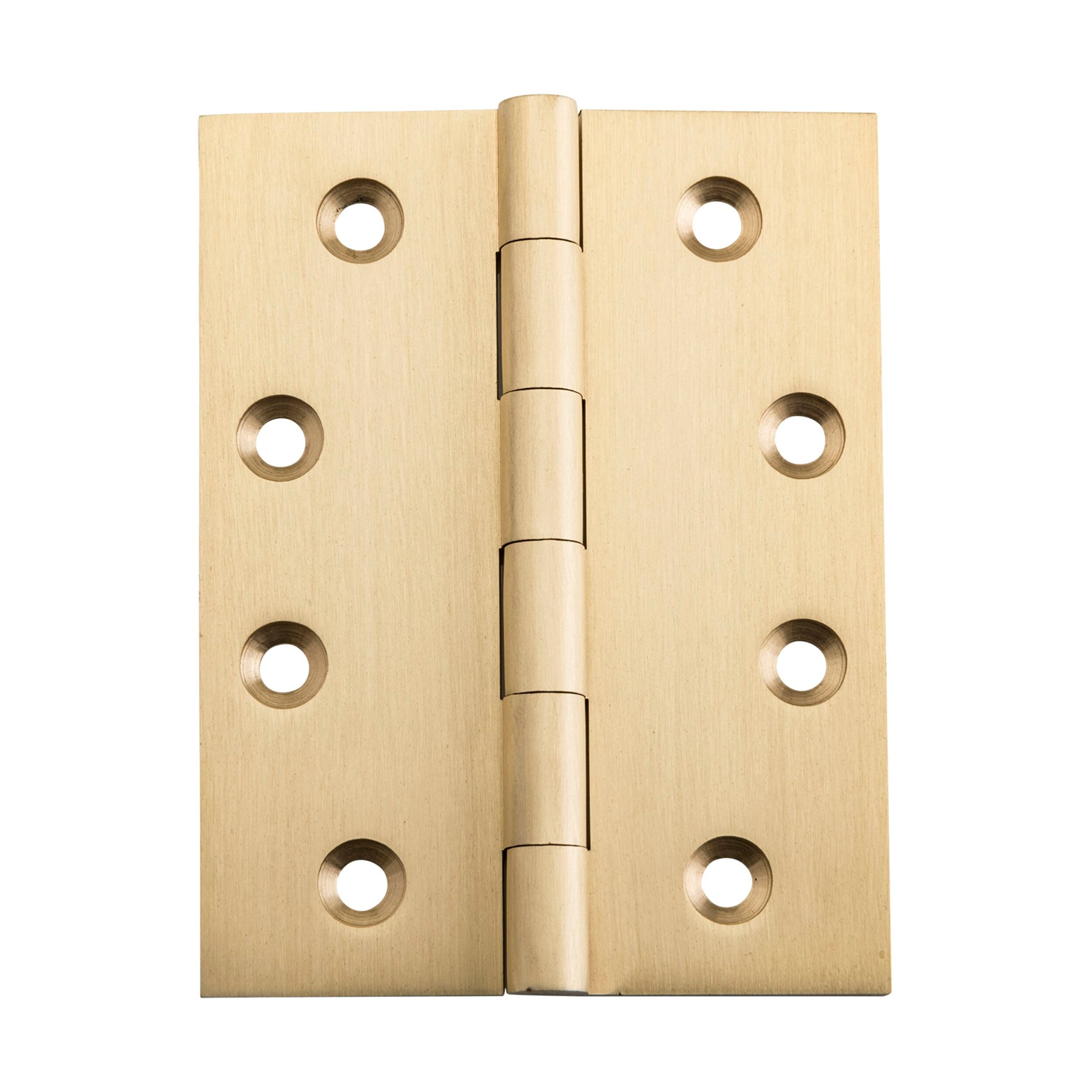 2823 Hinge Fixed Pin Satin Brass H100xW75mm - Heavy Duty Cabinet Door Hinges for Kitchen, Bathroom & Furniture Hardware Installation
