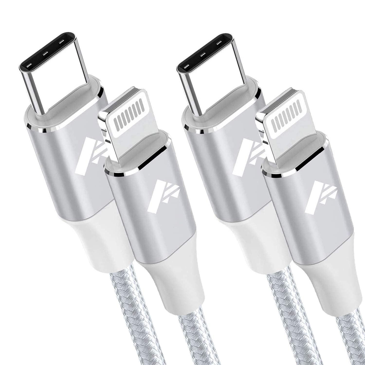 Aiminu 2 Pack 1ft USB C to iPhone Cable & 2 Pack 3ft USB C to Lightning Cable Fast Charging Compatible with iPhone 13 12 11 Pro Max XS XR X 8 7 6S 6 Plus SE, iPad Air Mini - Perfect for Home, Office, Car Charging (White/Red)
