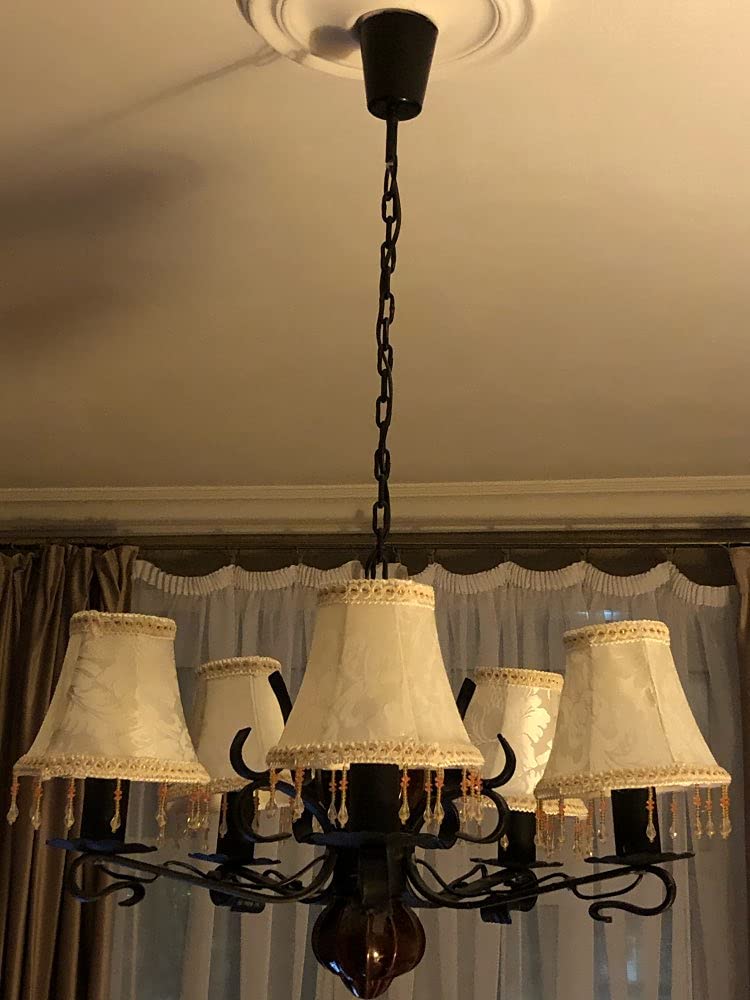 5.9 Inch White Beaded Lampshade - 15cm Dia Mini Lamp Cover for Wall Lights & Chandeliers | Elegant Home Decor for Bedroom, Living Room & Dining Room