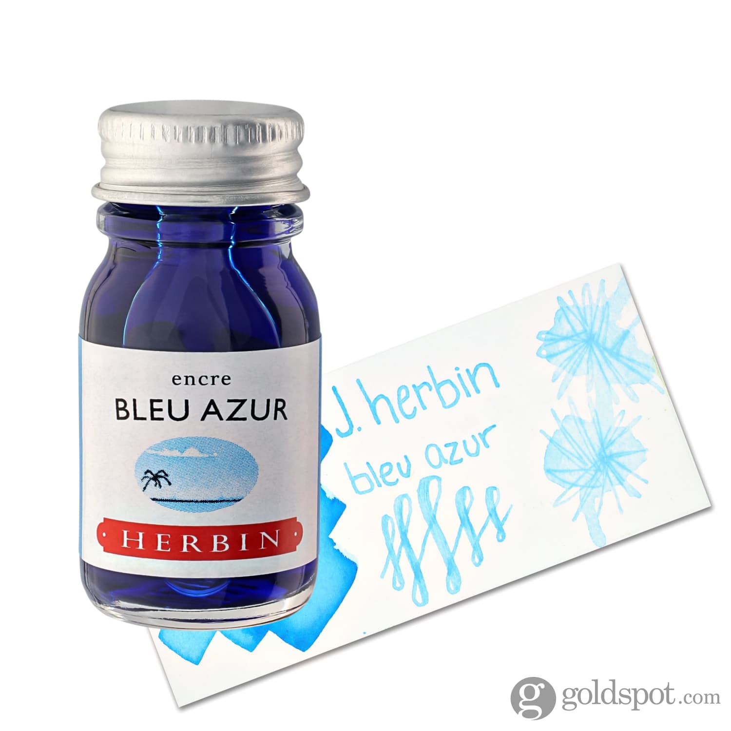 J. Herbin Bleu Azur Fountain Pen Ink - Premium Azure Blue Ink for Calligraphy, Writing & Art - Perfect for Journals, Letters & Creative Projects