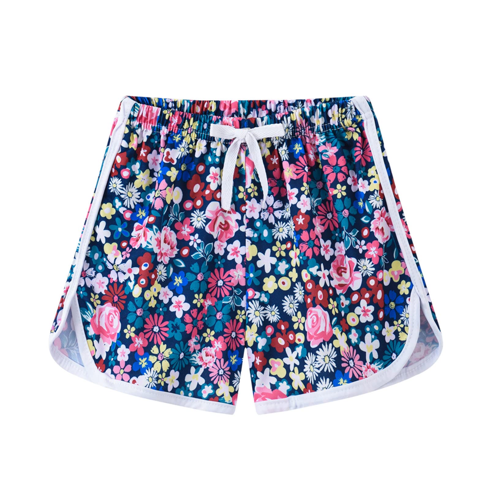 Boys Girls Cartoon Floral Printed Athletic Shorts for Toddlers - Comfortable Stretchy Playwear for Sports, Beach & Outdoor Activities