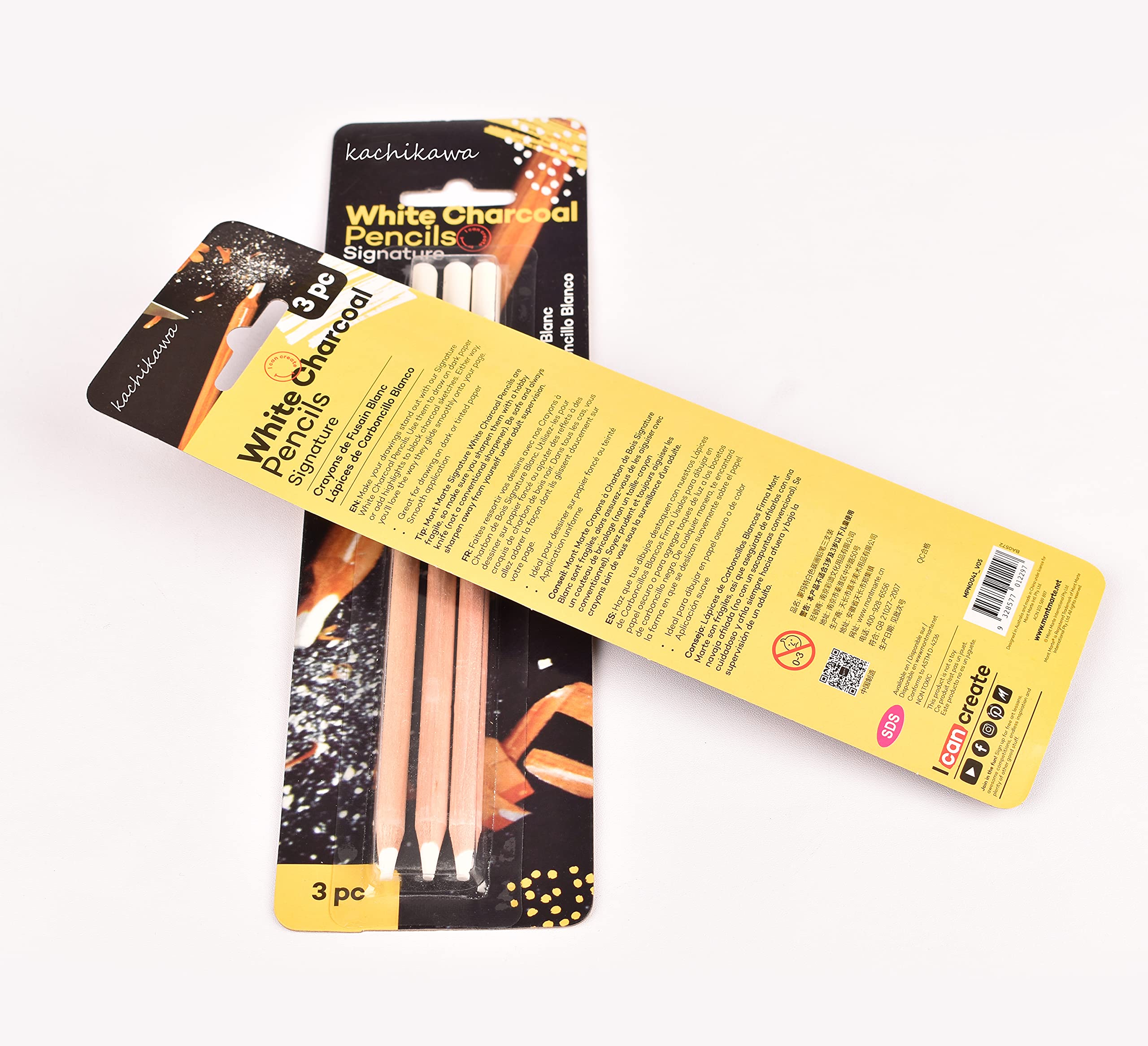 White Sketch Pencils for Drawing & Highlighting - 3 Pack Set - Perfect for Artists, Students & Office Use