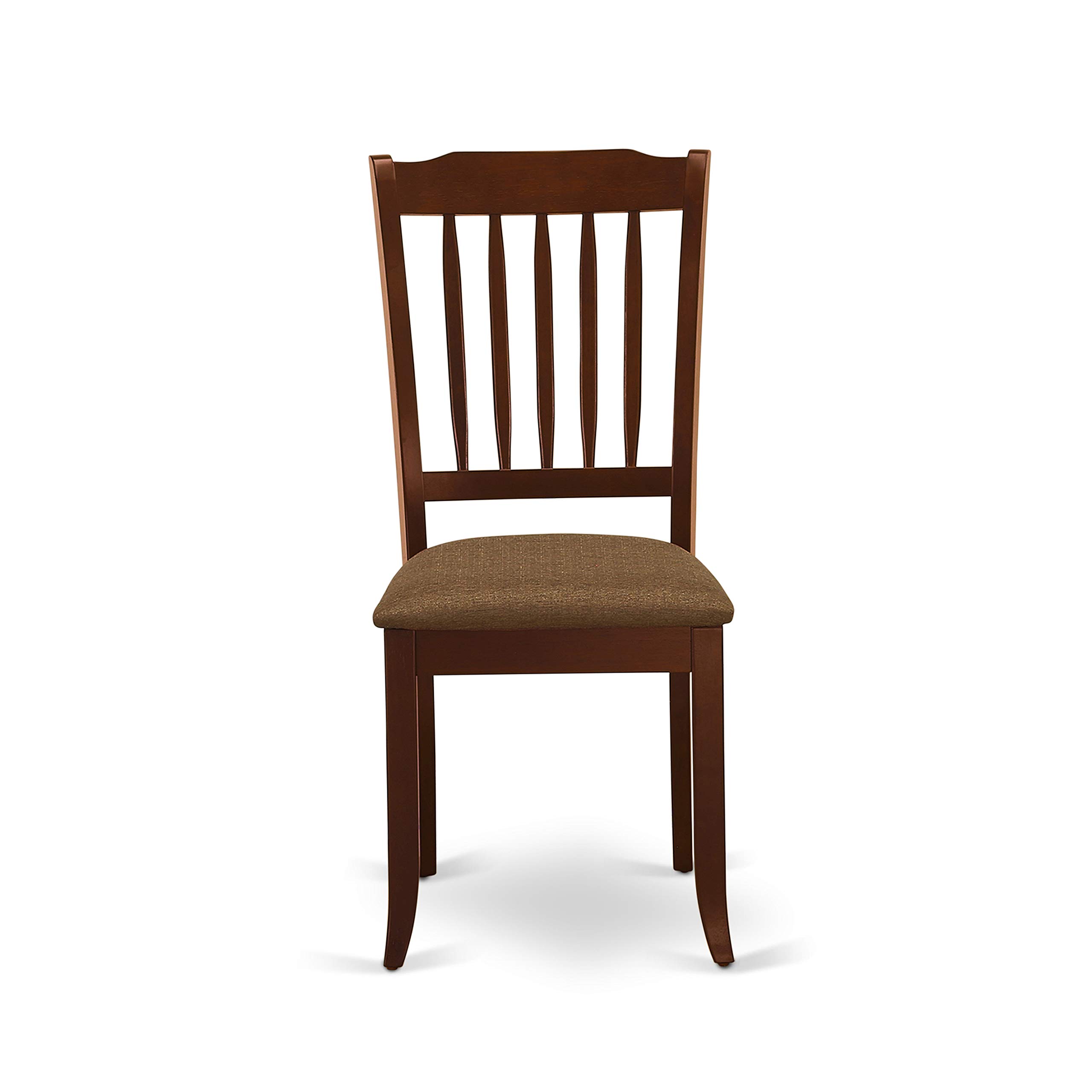 East West Furniture DMDA5-MAH-C 5-Piece Modern Mahogany Dining Set with Round Drop-Leaf Table & 4 Linen Upholstered Chairs, 42x42 Inch - Perfect for Small Spaces, Kitchen Nooks & Cozy Family Meals