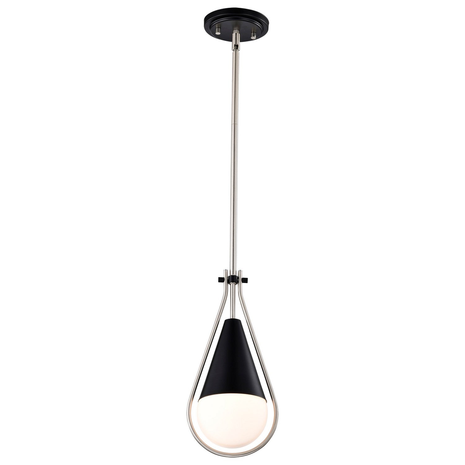 Admiral 7 Inch Modern Pendant Light Fixture - Matte Black & Brushed Nickel Finish for Kitchen Island, Dining Room, or Bedroom Lighting