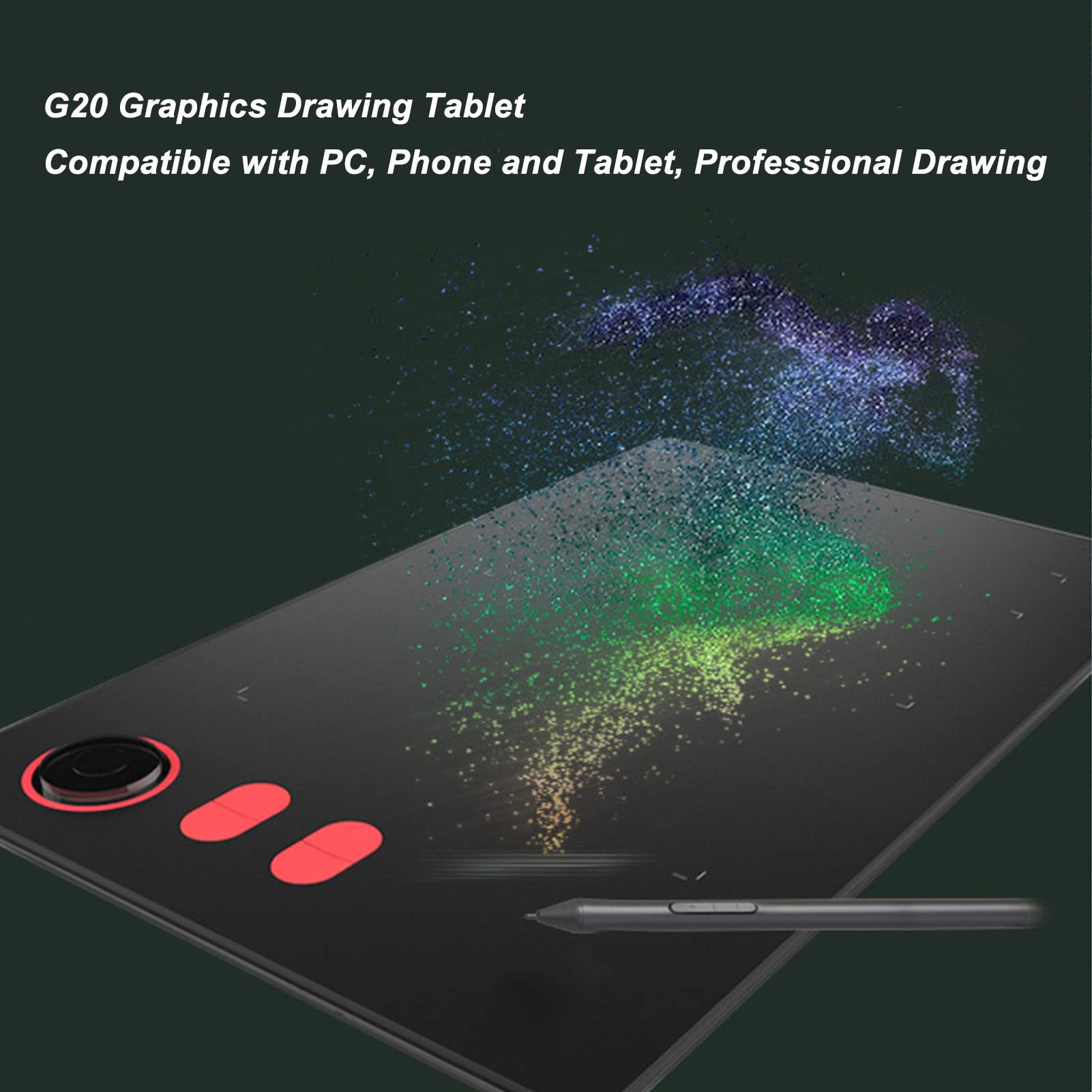 Digital Graphics Drawing Tablet with 8192 Pressure Levels & 233 RPS Report Rate - 4 Shortcut Keys for Windows, Mac OS X, Android - Perfect for Digital Art, Animation, Online Teaching & Remote Work