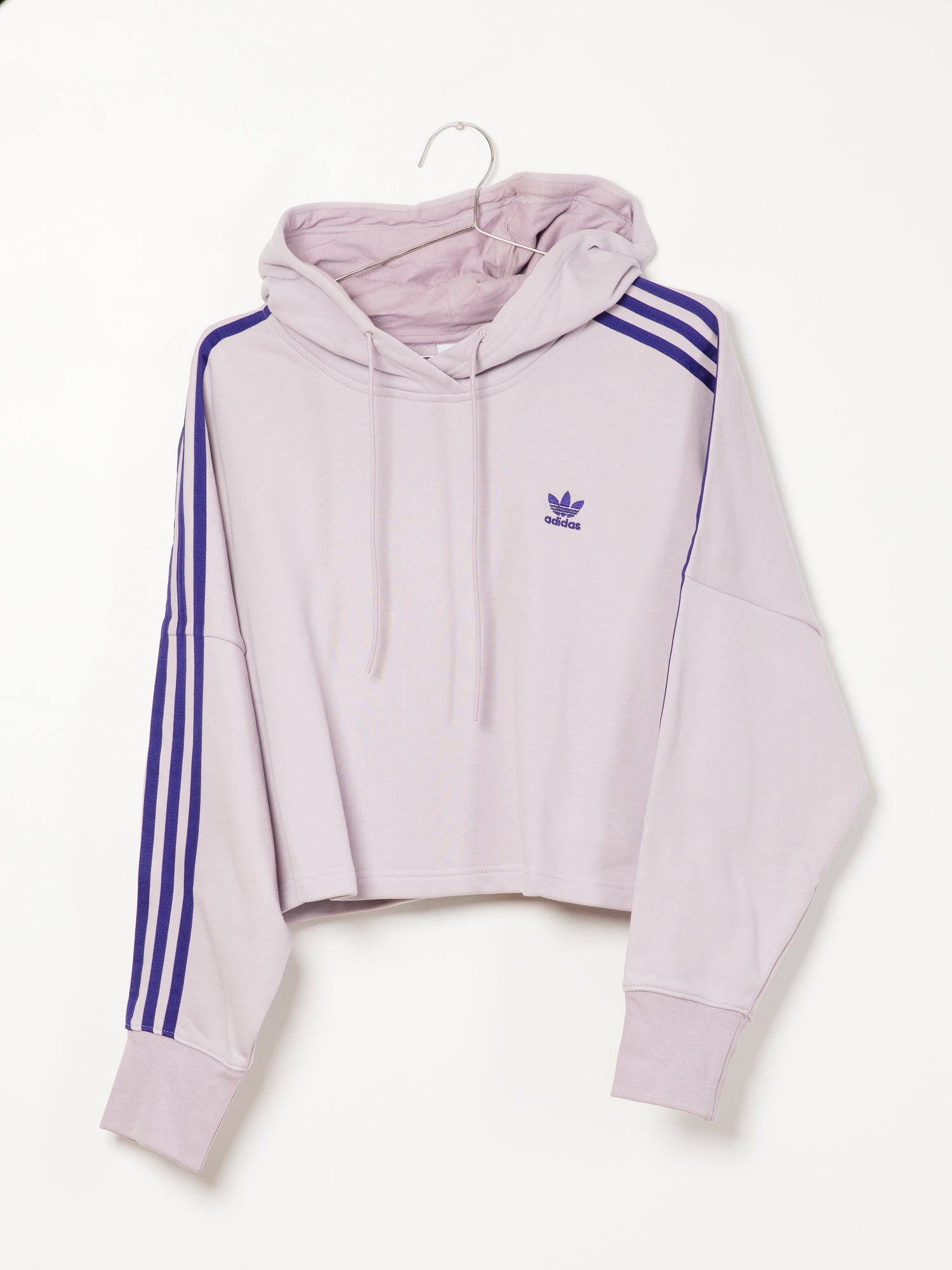 Adidas 3 Stripe Cut Off Crop Pullover Hoodie - Women's Athletic Sweatshirt for Gym, Running & Casual Wear | Clearance Sale