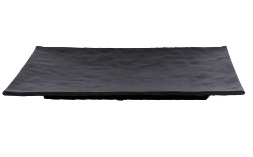 Premium Black Melamine Rectangular Plates - 12-Pack 9.875