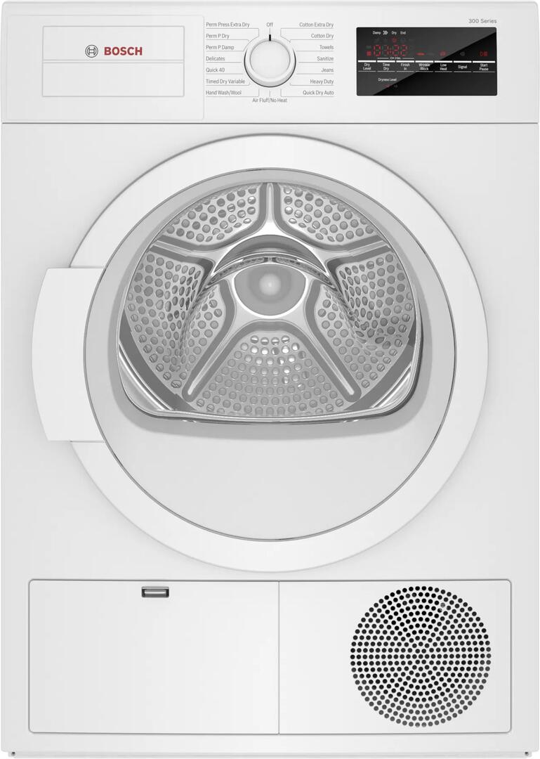 Bosch 300 Series 24 Inch Ventless Condensing Electric Dryer WTG86403UC - Perfect for Apartments, Small Homes & Energy-Efficient Laundry Rooms