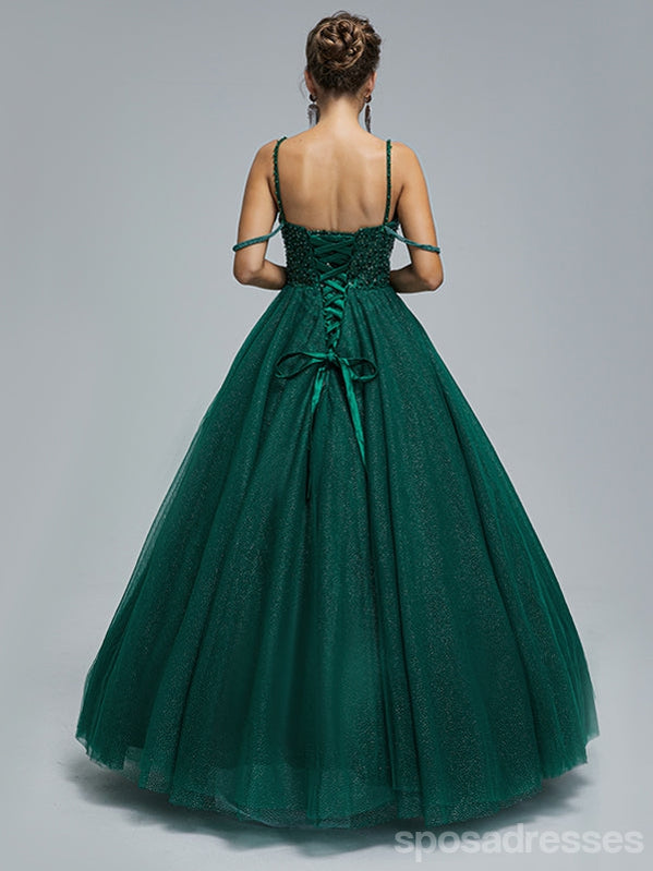 Elegant Green A-Line Spaghetti Strap Long Prom Dress for Women – Affordable Formal Gown for Homecoming, Ball & Evening Events | Style #12996
