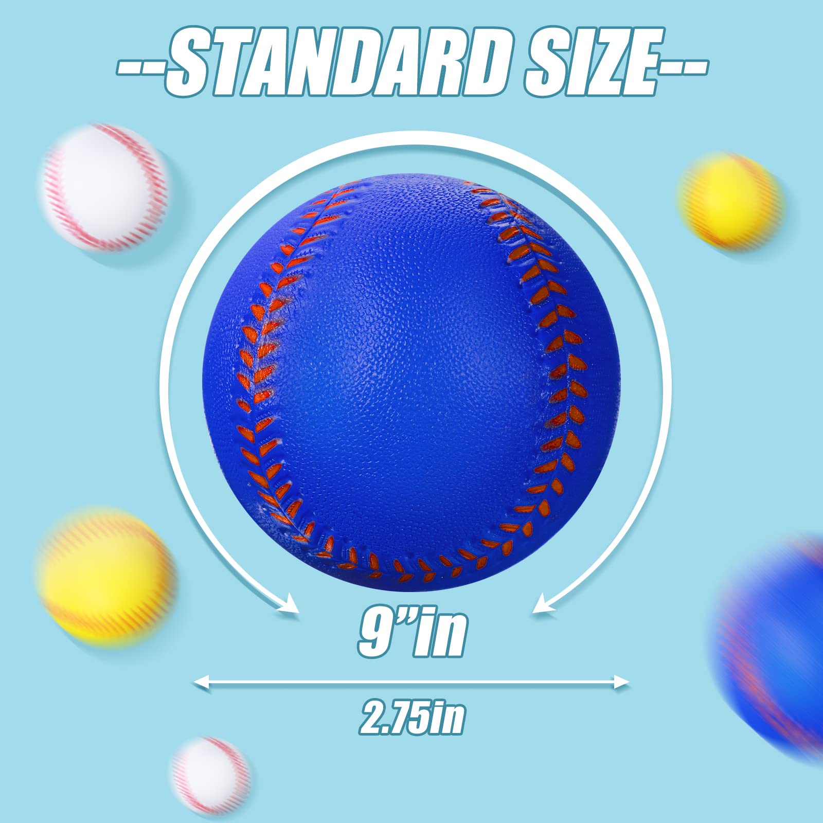 Zhanmai 12 Pack Soft Foam Baseballs for Kids & Teens - Safe Training Baseballs for Practice, Pitching & Batting (Blue, White, Yellow) - Perfect for Backyard Games, Baseball Drills & Youth League Training