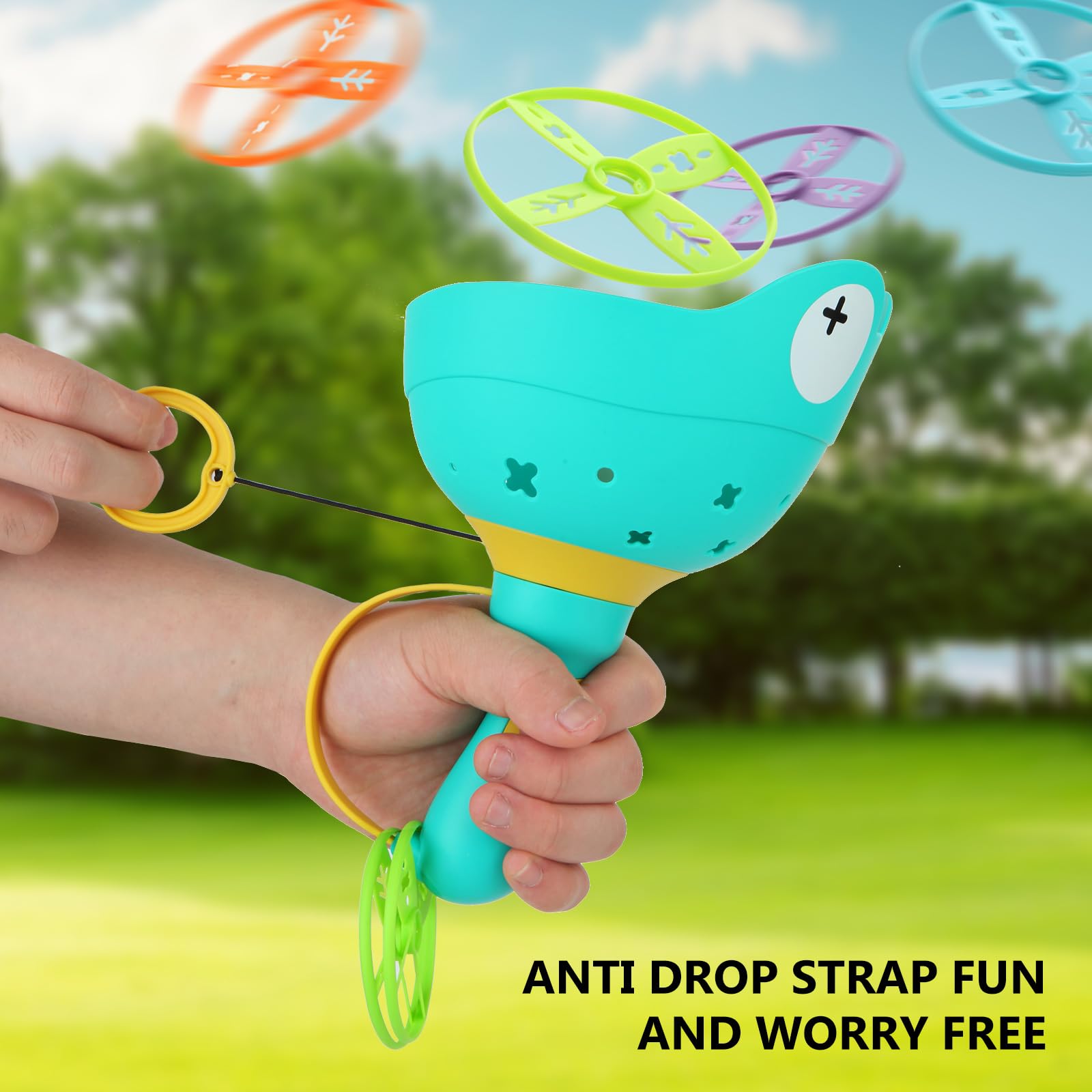 Best Outdoor Flying Disc Launcher Toy for Kids Ages 4-8 - Manual Capture & Catching Game for Boys & Girls - Fun Backyard, Park & Beach Activity - Perfect Christmas, Easter & Birthday Gift for Toddlers 3-5 Years Old