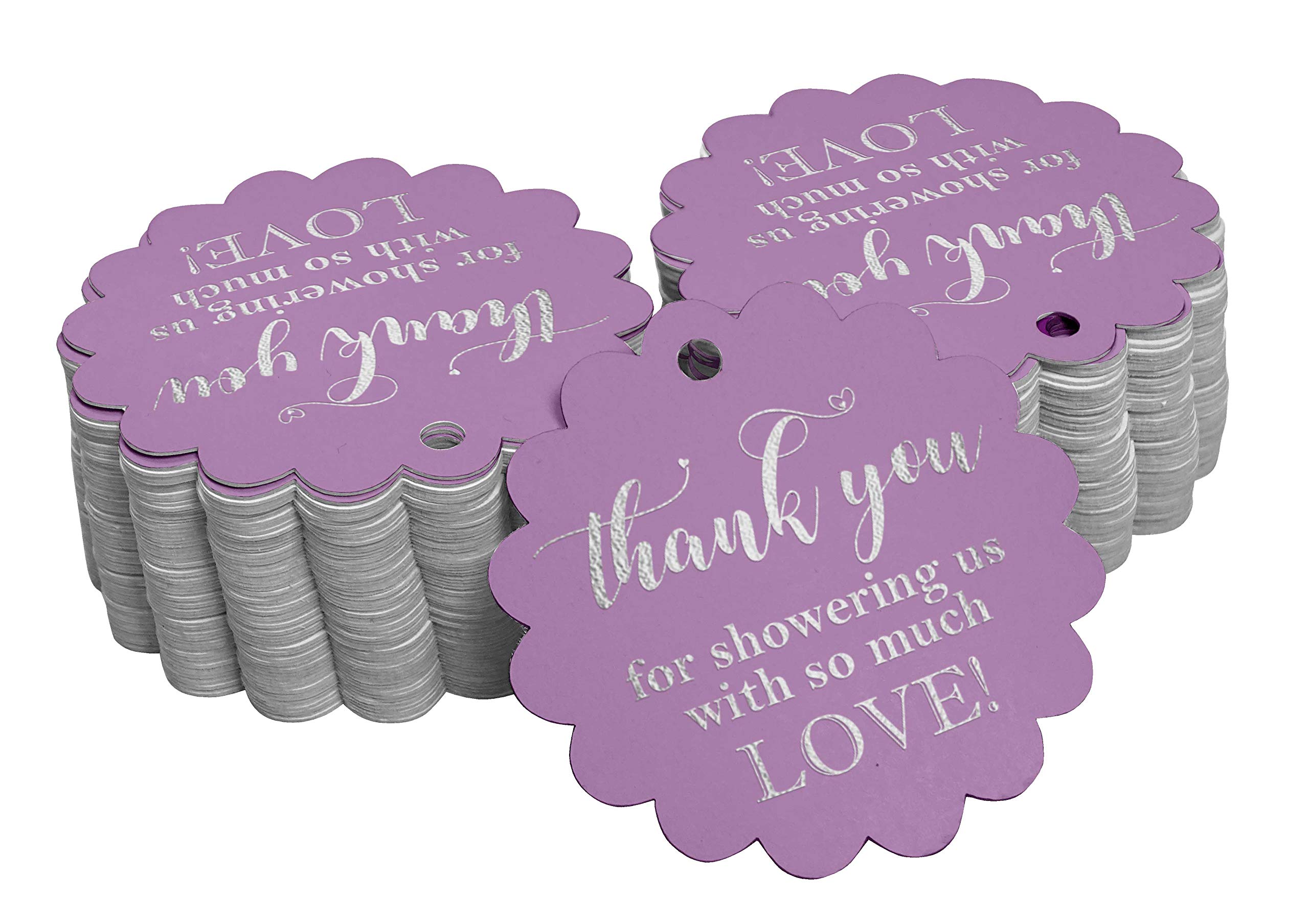 Premium Silver Foil Thank You Tags - 50pcs Elegant Baby Shower & Bridal Favor Gift Tags for Wedding, Birthday Party Decorations - Perfect for DIY Crafts, Gift Wrapping & Special Events