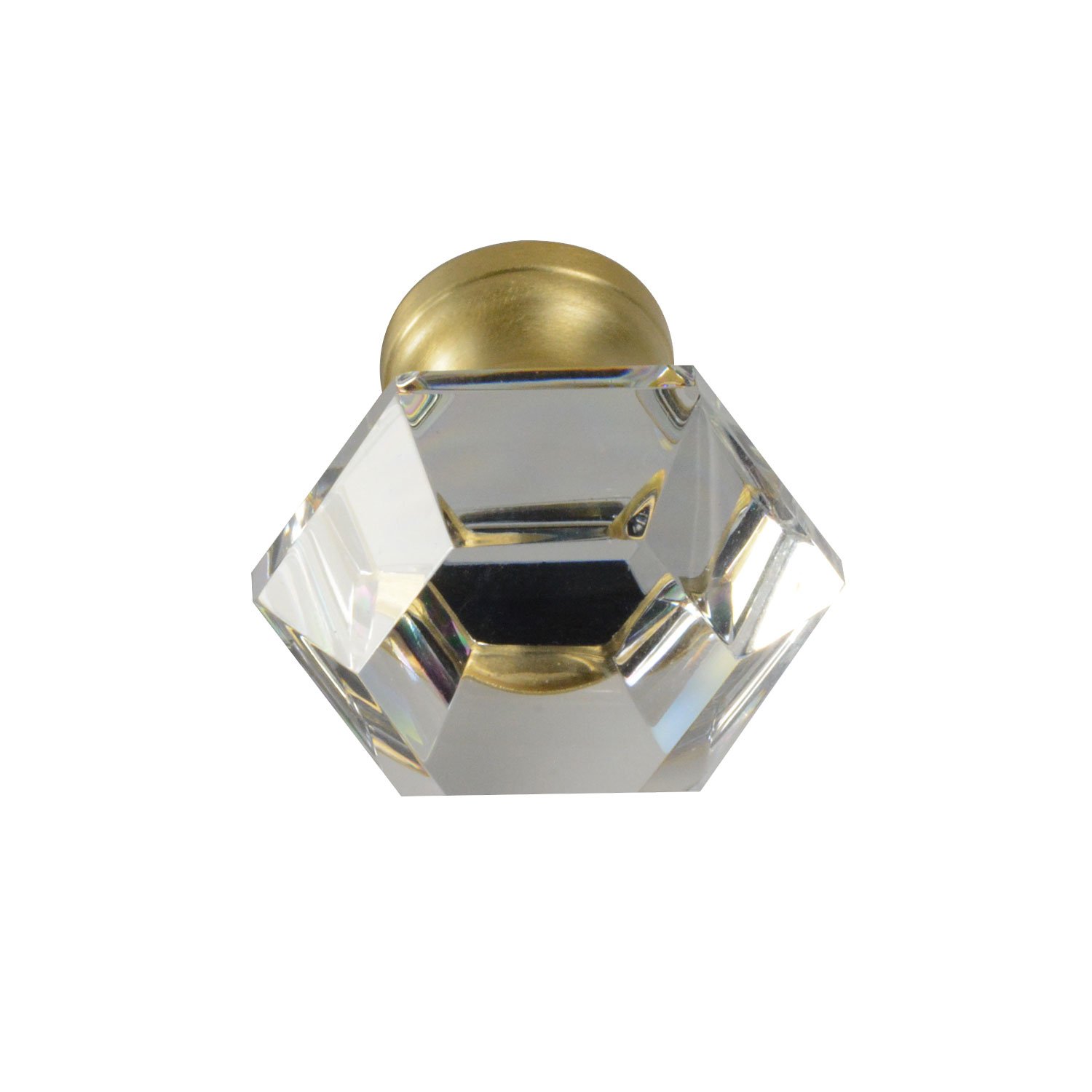 10 Pack Clear Glass Cabinet Knobs 1-1/4 inch (32mm) with Satin Brass Base - Elegant Hardware for Kitchen Cabinets, Dressers & Furniture - G-75 CKP Brand Glass Collection