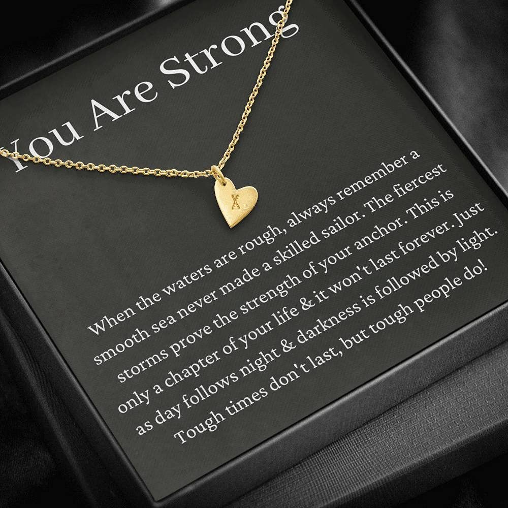 Personalized Initial Heart Necklace - Custom Name Jewelry for Women, Inspirational Get Well Soon Gift, Breakup Divorce Encouragement Present - Perfect for Anxiety Relief, Cheer Up & Special Occasions