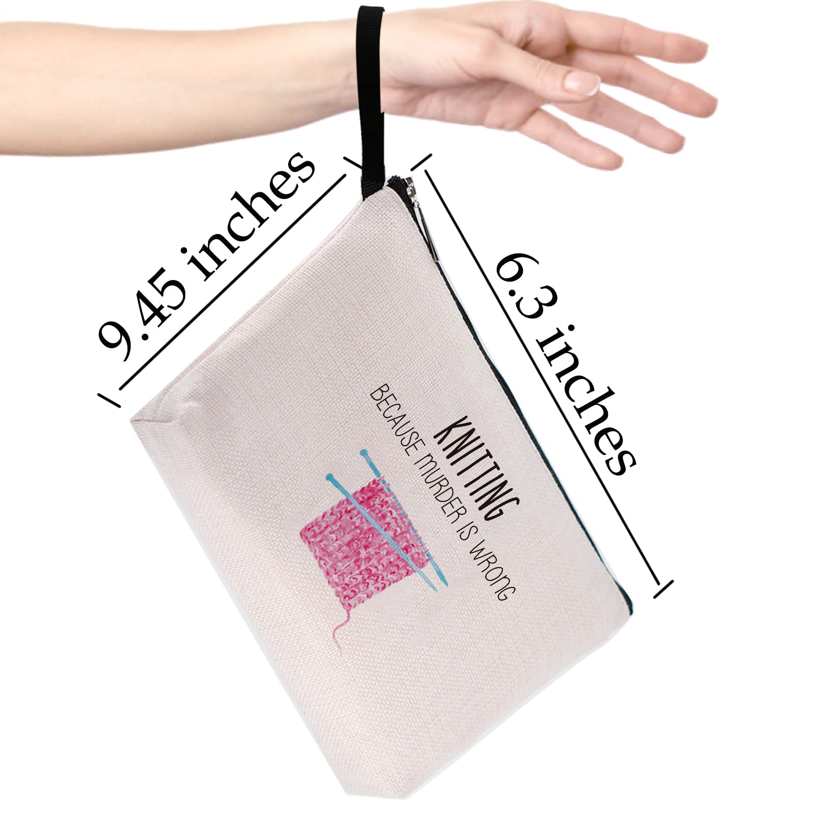 Funny Knitting Makeup Bag - Crochet & Knitting Gifts for Women, Birthday Gifts for Knitters - Sarcastic Humor Novelty Gift with 'Knitting Because M is Wrong' Quote - Perfect for Knitting Enthusiasts & Crochet Lovers (Great for Makeup Storage & Craft Supplies Organization)