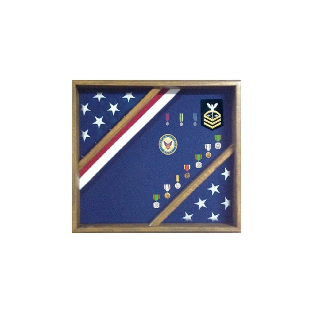 Wooden Flag Display Box - Red White and Blue Patriotic Cherry Wood Box for American Flags | Perfect for Home Decor, Memorial Day, and 4th of July Celebrations