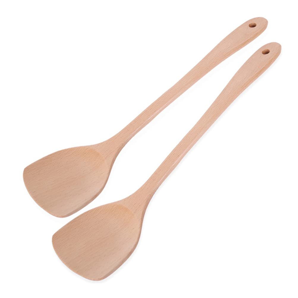 DOITOOL Wooden Spatula for Non-Stick Pans - Bamboo Cooking Utensil for Frying Eggs, Stir Fry & Kitchen Use - Eco-Friendly Wooden Spoon & Shovel for Sauteing, Baking & Serving