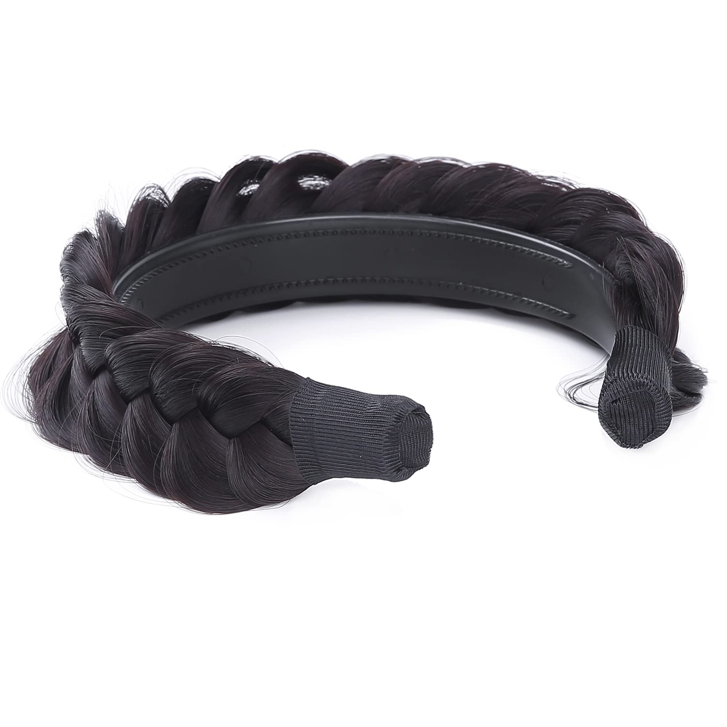 Vowyore Wide Fishtail Braid Headband with Teeth - Classic Chunky Synthetic Hairpiece for Women & Girls | Perfect for Weddings, Parties & Everyday Hair Accessories