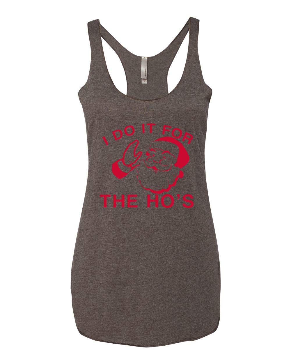 Santa I Do It for The Hoes Christmas Tri-Blend Racerback Tank Top - Funny Holiday Graphic Tee for Women - Perfect for Christmas Parties & Festive Gatherings