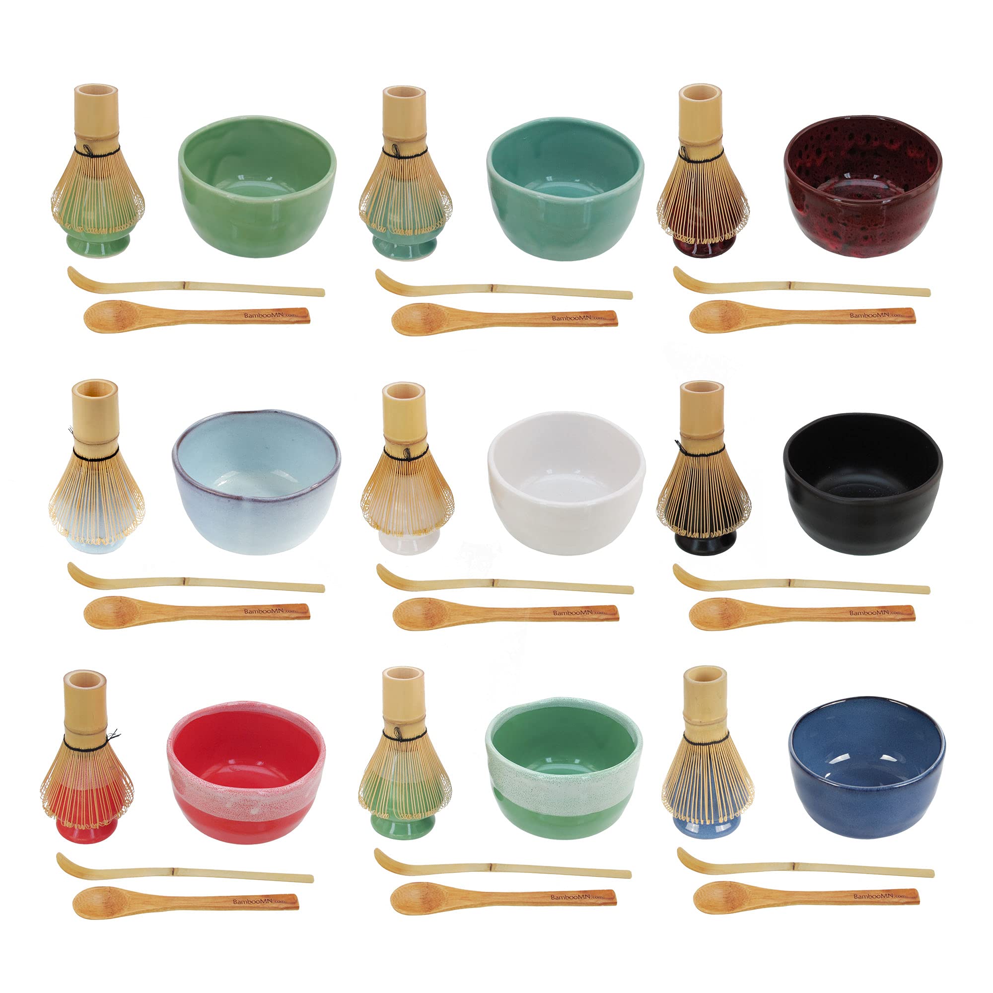 Premium Matcha Tea Set - 10-Piece BambooMN Kit with Bowl, Rest, Whisk, Chasaku & Spoon (Coral) - Perfect for Japanese Tea Ceremony, Zen Meditation & Home Decor