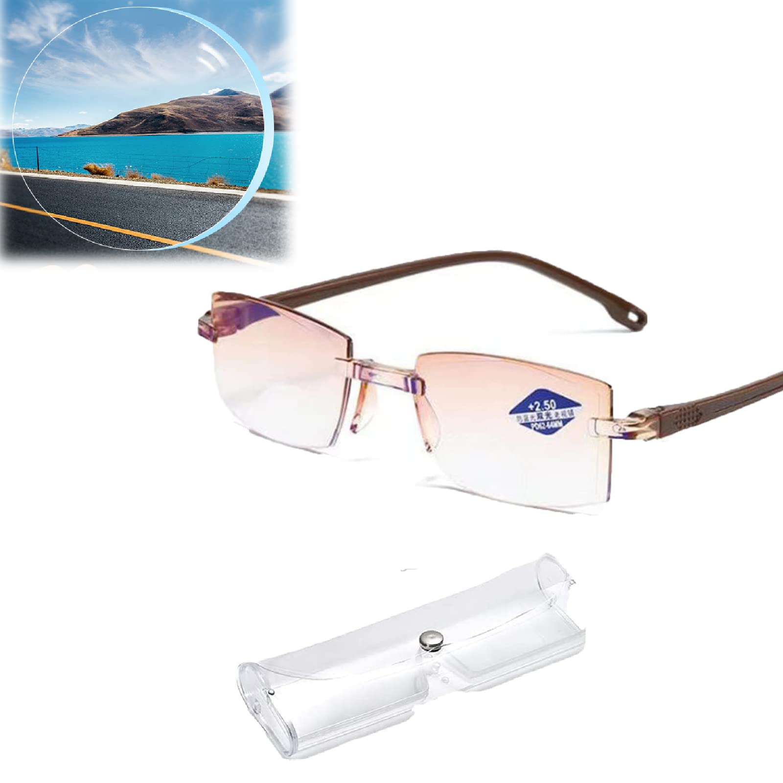 Sapphire High Hardness Anti Blue Light Reading Glasses with Dual Focus - Reduce Eye Strain for Computer Work, Reading & Gaming