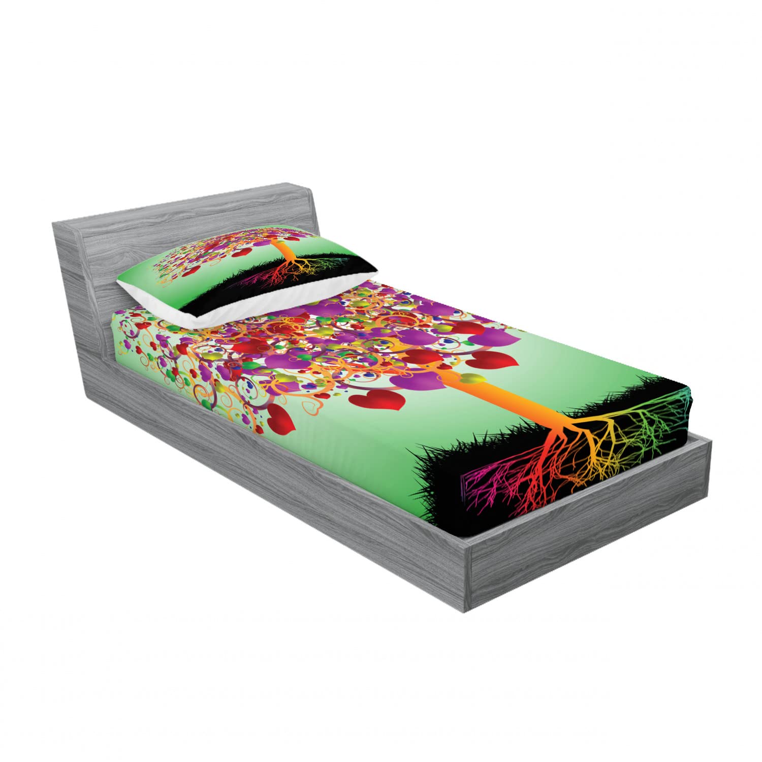 Ambesonne Aztec 2-Pack King Size Fitted Sheet Set with 4 Pillow Shams - Purple Tribal Triangle Pattern Bedding Decor for Master Bedroom, Guest Room & Dorm - 100% Soft Cotton 4-Piece Luxury Bed Sheet Set