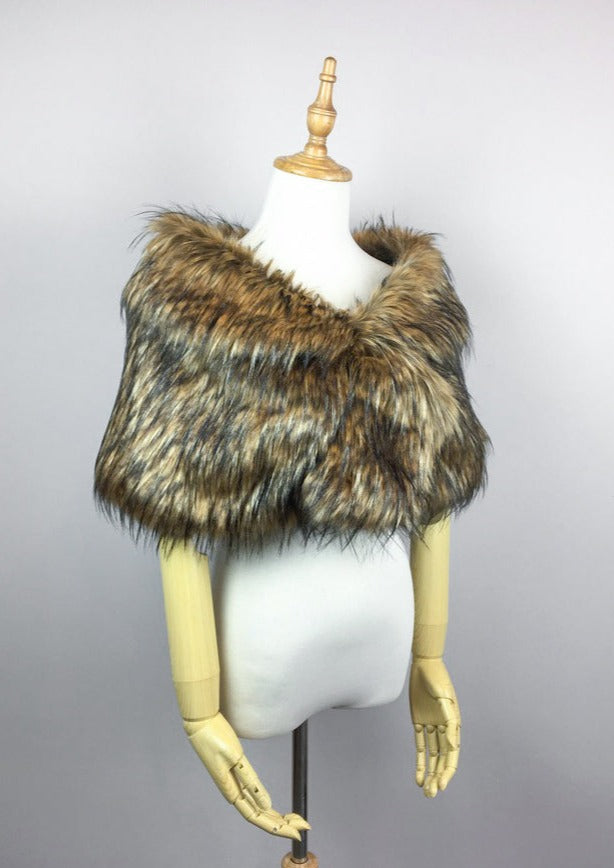 Luxury Brown Fur Shawl Wrap - Blair Brw02 | Soft & Warm Winter Fashion Accessory for Women | Perfect for Parties, Weddings & Evening Events