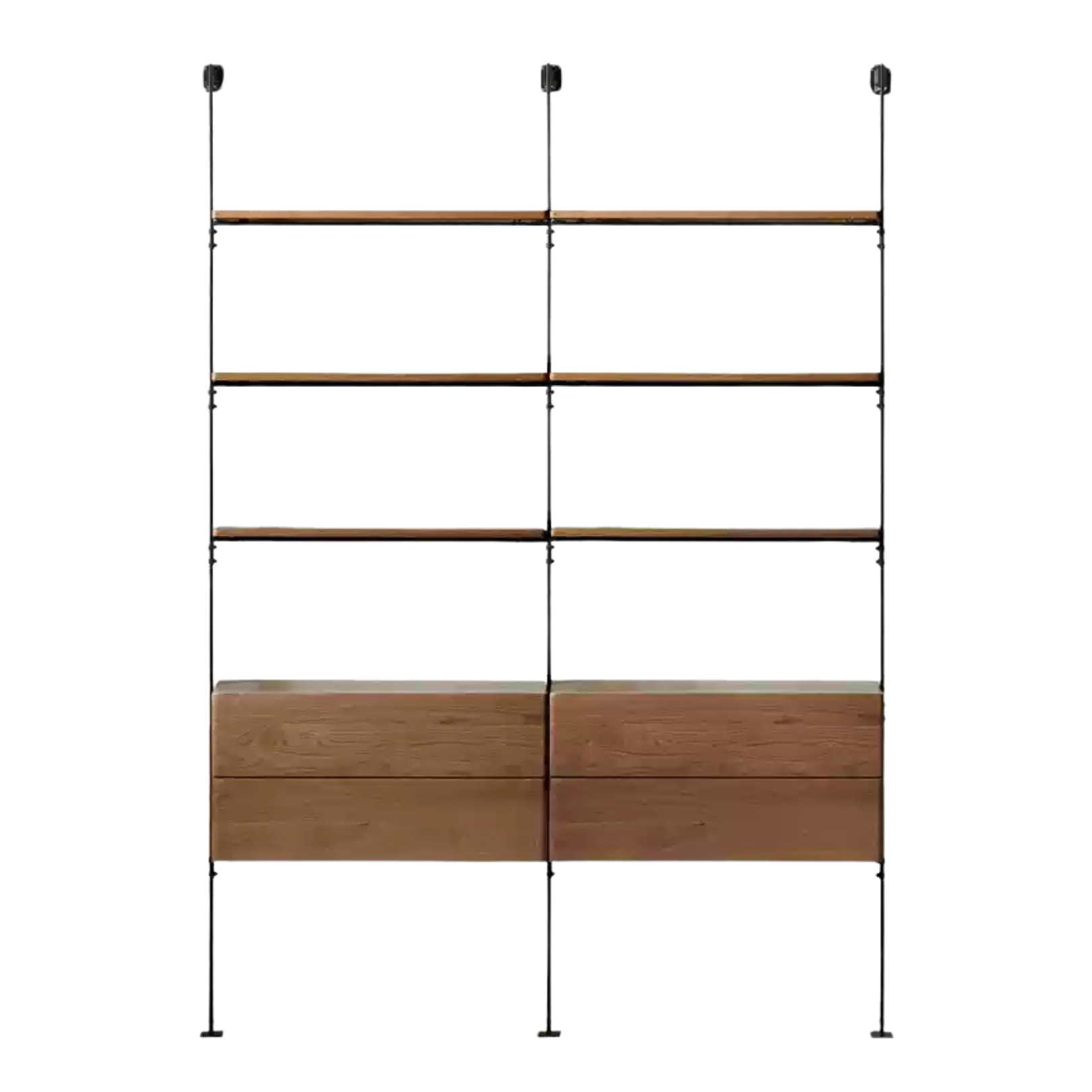 56.6x12.6x87.8 inch / 144x32x223 cm / walnut color / double row with drawer
