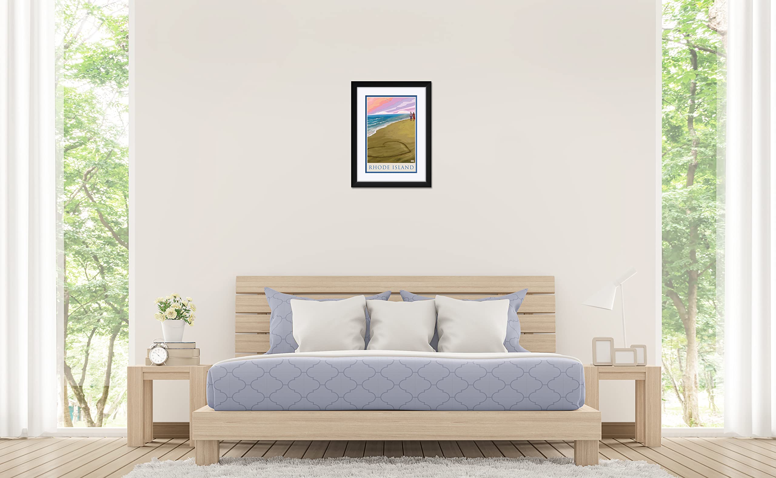 Joanne Kollman Alla Prima Painting - Rhode Island Coastal Love Art Print 18x24 Inches Professionally Framed & Matted - Perfect for Beach House Decor, Living Room Wall Art & Coastal Theme Gifts