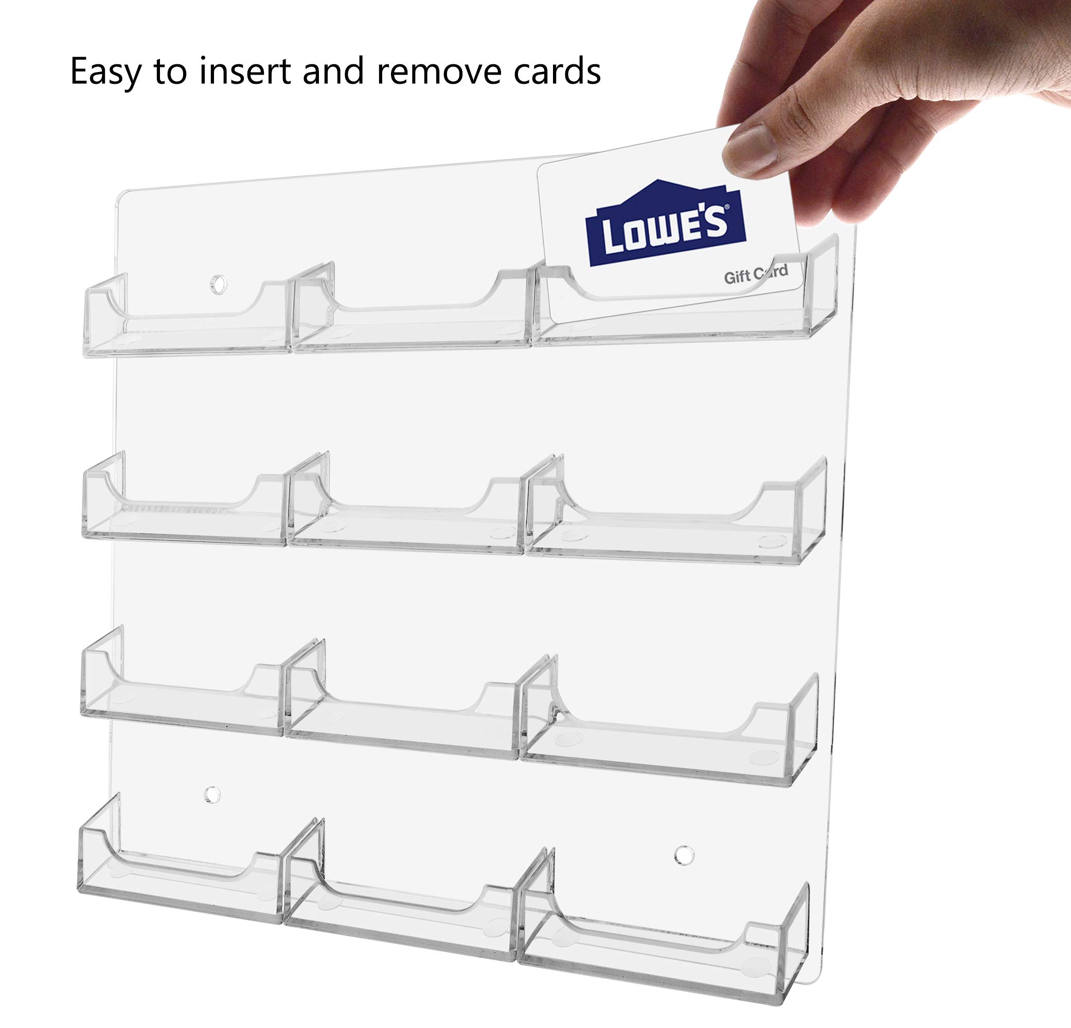 6 Pack Clear Acrylic Wall Business Card Holders - 12 Slots for 3.5