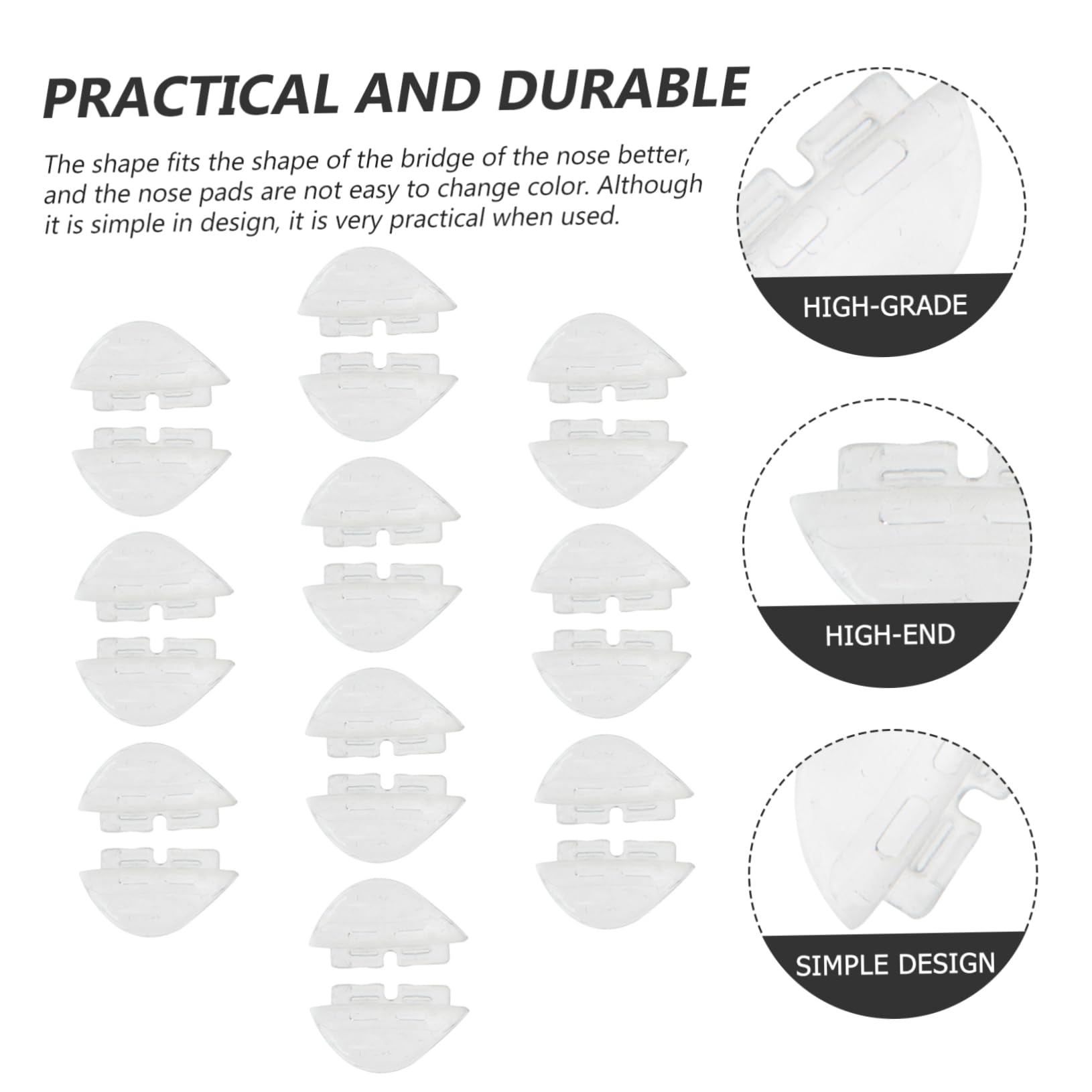 10 Pairs Silicone Nose Pads for Glasses - Soft Replacement Nose Pads Set with Repair Tools - Universal Fit for Eyeglasses & Sunglasses - Perfect for Comfort, Adjustments & DIY Glasses Repair at Home or Office