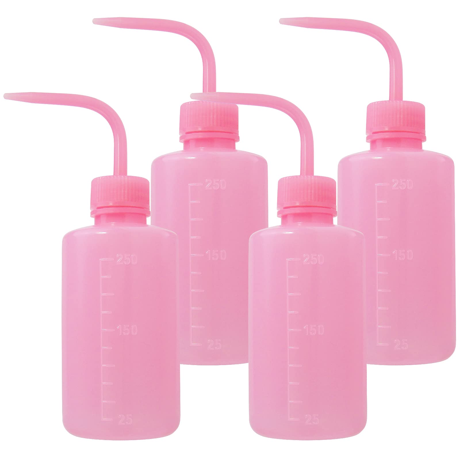 4 Pack Plastic Wash Bottles for Tattoo Cleaning, Water Squeeze Bottles with Diffuser Tip - Food Grade Squeeze Dispensers for Salad Dressing, Jam, Syrup (Pink) - Perfect for Tattoo Artists, Home Kitchen & DIY Projects