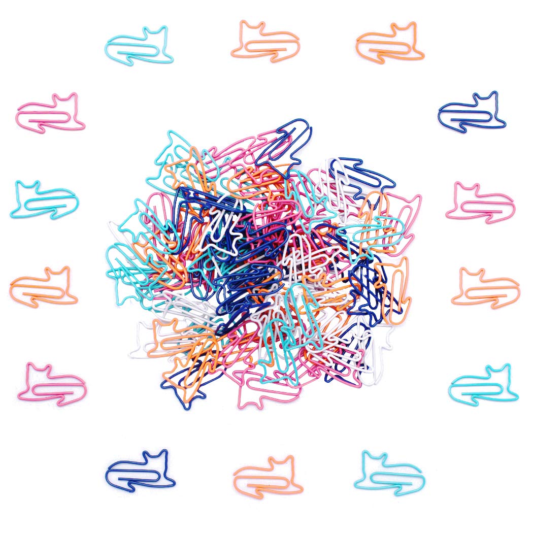 Gullor Cute Cat Shaped Paper Clips - 100 PCS Colorful Assorted Office Supplies for Cat Lovers, Perfect for School, Office & Home Organization | Fun Gift Idea for Cat Enthusiasts