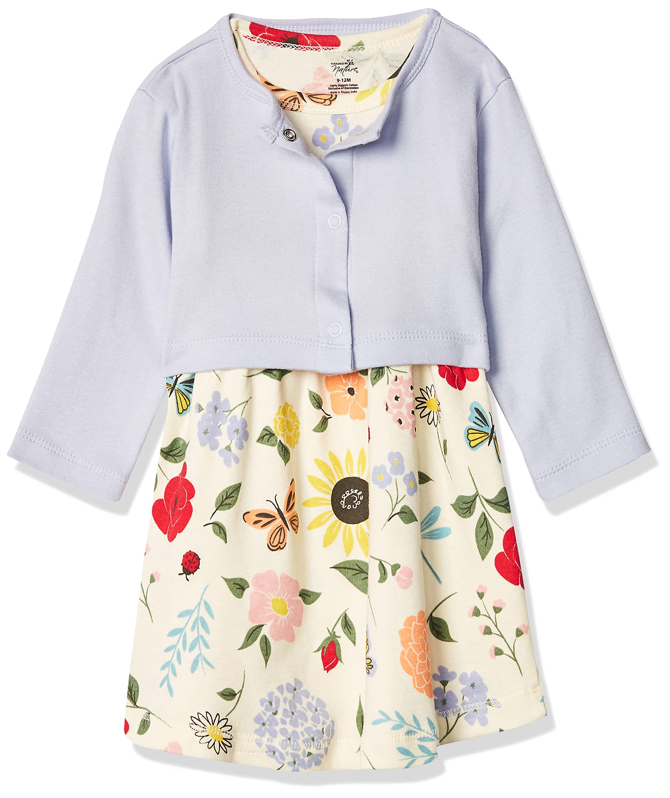 Organic Cotton Baby Girls Dress & Cardigan Set - Soft, Breathable & Eco-Friendly Outfit for Newborns & Toddlers - Perfect for Playdates, Parties & Family Photos