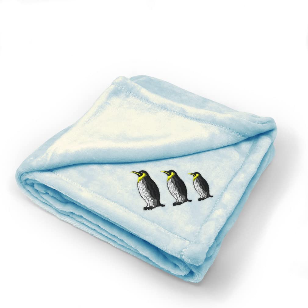 Custom Embroidered Baby Blankets for Boys & Girls - Soft Penguin Family Nursery Bedding Set | Perfect for Crib, Stroller & Gift Giving