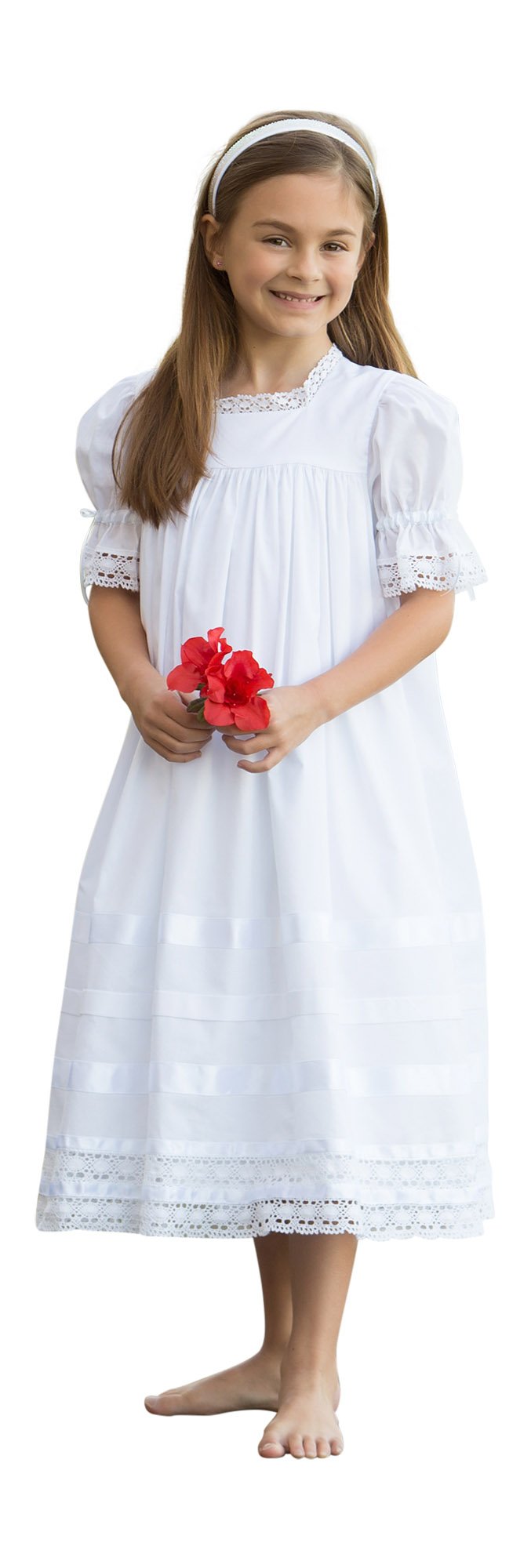 Vintage Strasburg Children's Lace Flower Girl Dress - White & Ivory Heirloom Lace Dresses for Weddings, Baptisms & Special Occasions