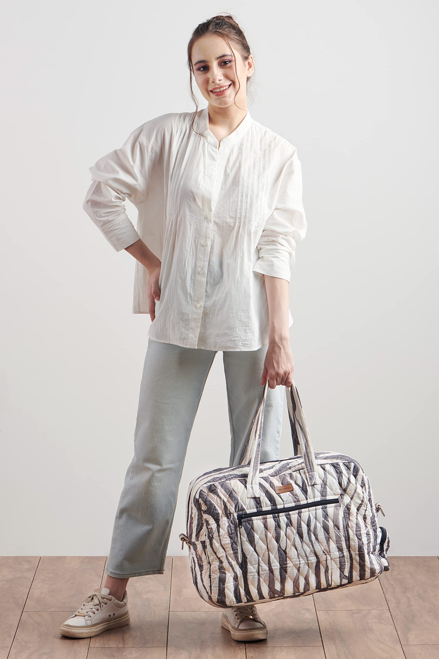 Hermes-Inspired 100% Cotton Handbag for Women - Stylish Shoulder Bag with Zip Pockets | Perfect for Beach, Shopping, Travel & Hiking | Durable & Lightweight Everyday Purse