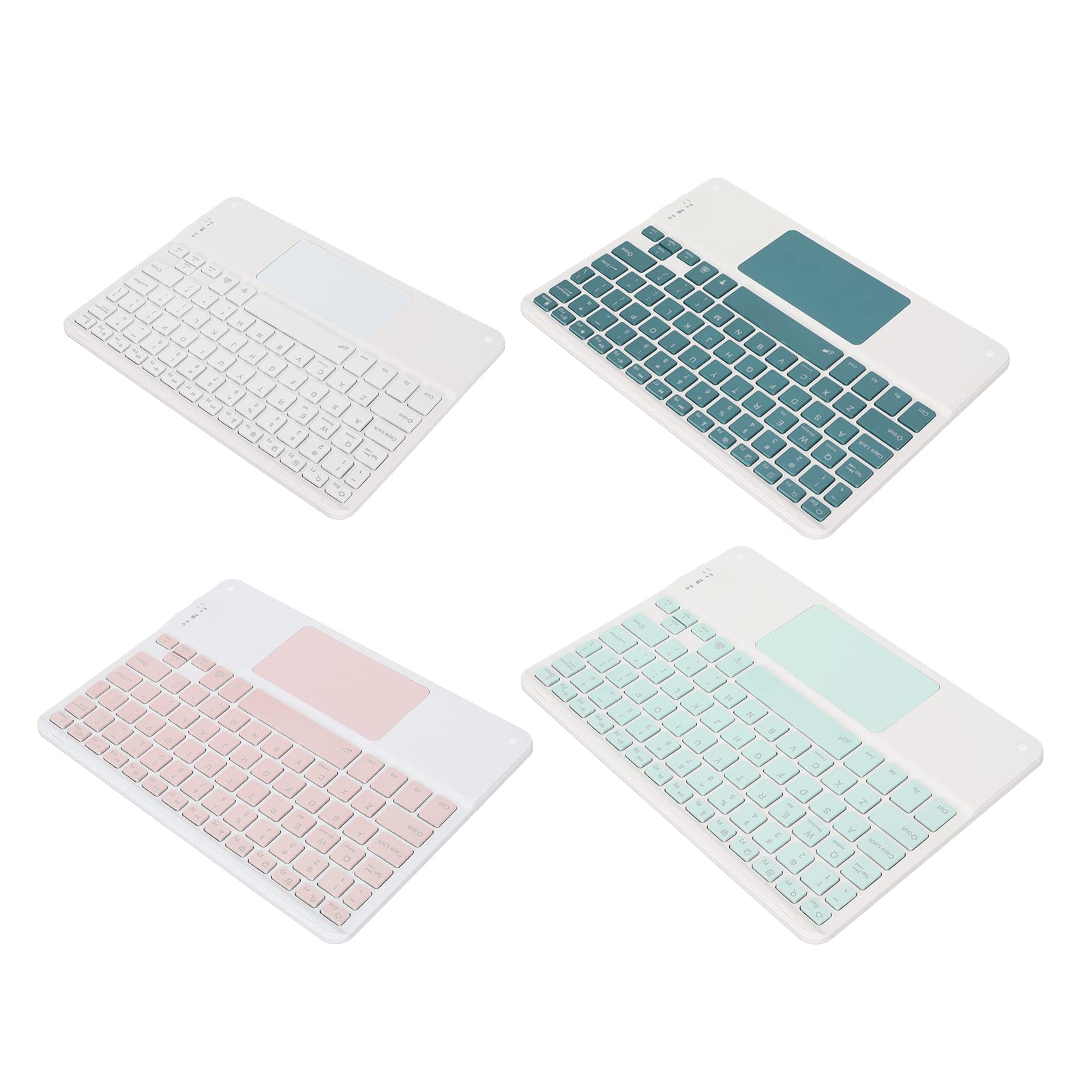 10 Inch Ultra Silent Portable Bluetooth Keyboard with Touchpad - Mini Ergonomic Keyboard for Laptop, Tablet, Smartphone, Computer (Cyan) - Perfect for Home, Office, and Travel Use