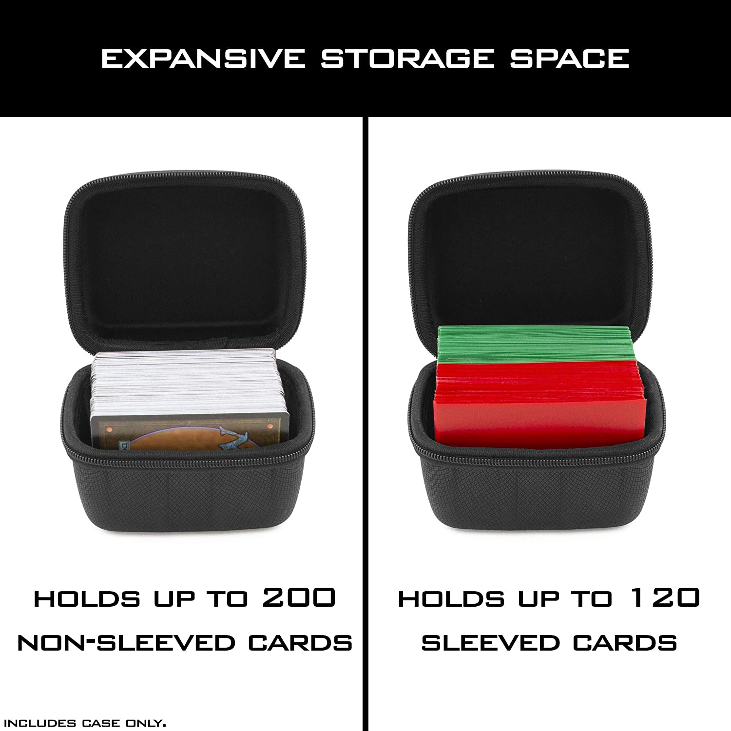 CASEMATIX Hard Shell Card Deck Box - Holds Up to 200 Cards | Metal Carabiner Clip | Compatible with Magic The Gathering, Pokémon & TCGs | Perfect for Gaming, Travel & Collectible Card Storage