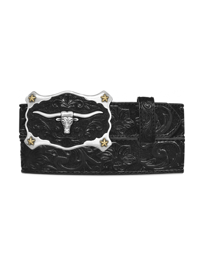 Justin C11193 Men's Classic Longhorn Leather Belt - Genuine Cowhide Western Belt for Men - Perfect for Cowboy Boots, Jeans & Casual Wear