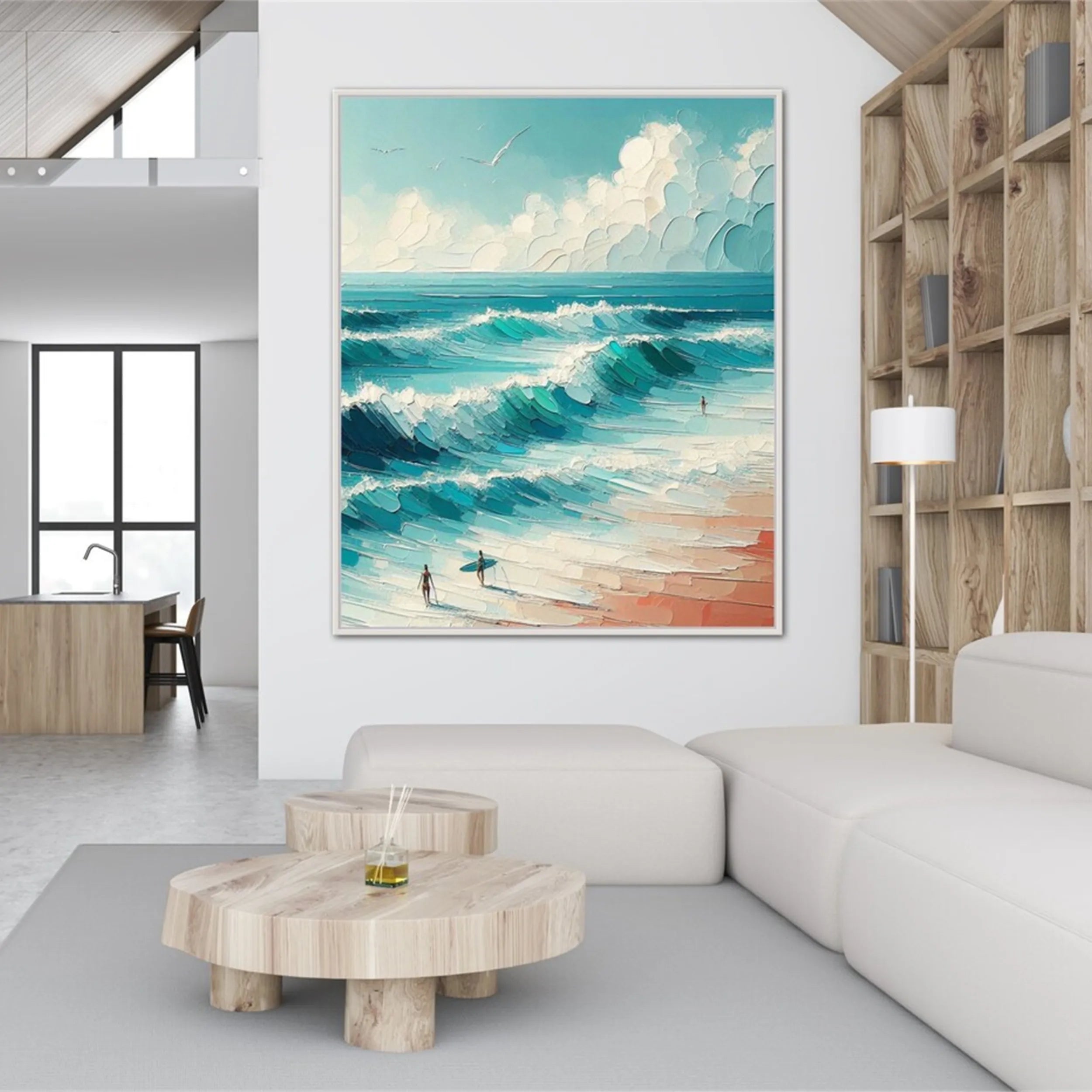 Ocean and Sky Painting #OS 139 - Handmade Seascape Wall Art for Home & Office Decor - Perfect for Living Room, Bedroom or Beach House