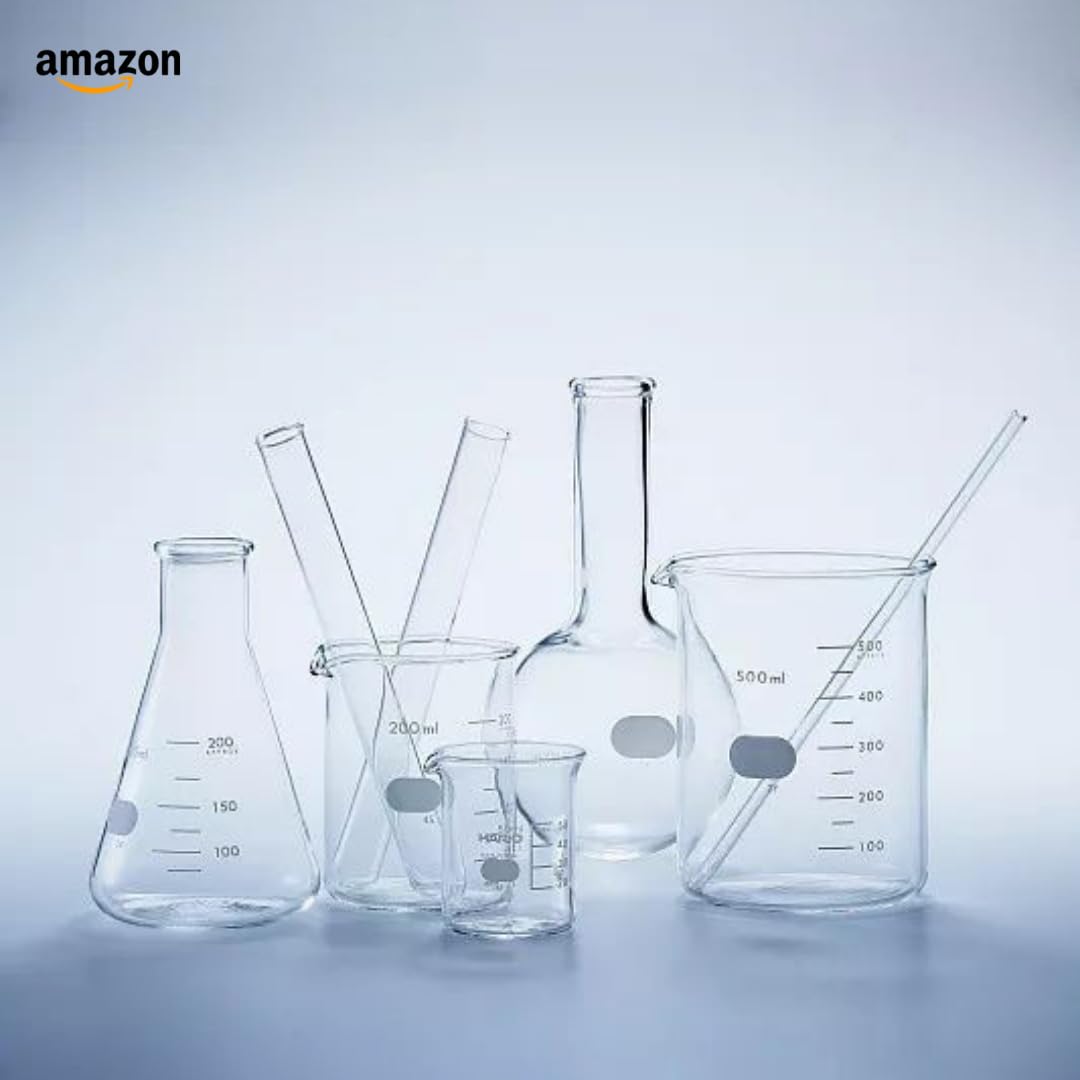 VLASHA 250ml Borosilicate Glass Conical Flask with Glass Stopper - Lab Grade, Graduated Erlenmeyer Flask for Chemistry, Science Experiments, Schools & Hospitals (Pack of 1) | Perfect for Mixing Solutions, Titration & Scientific Research