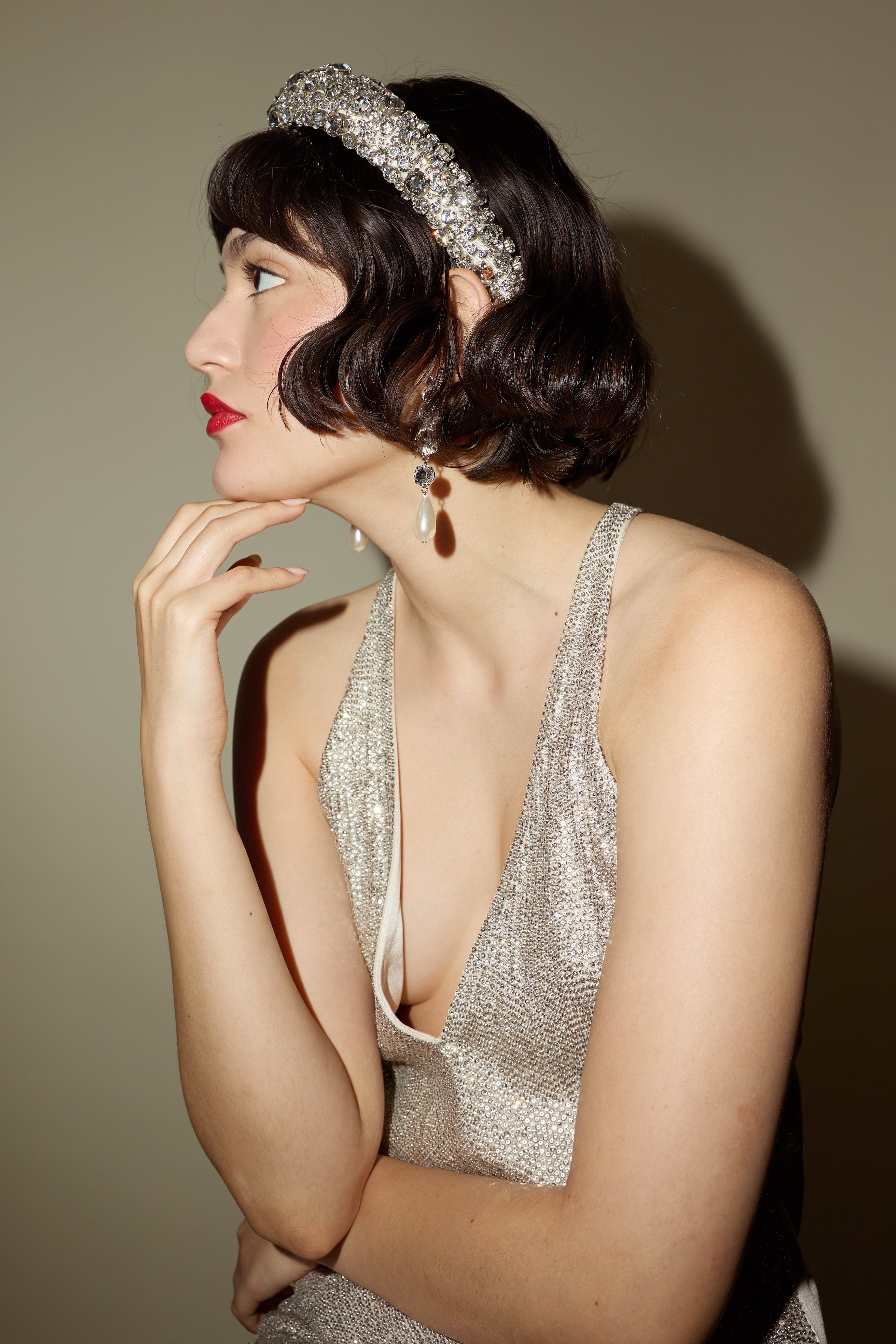 Hannah Crystal Padded Headband for Women - Elegant Rhinestone Hair Accessories for Wedding, Party & Everyday Wear
