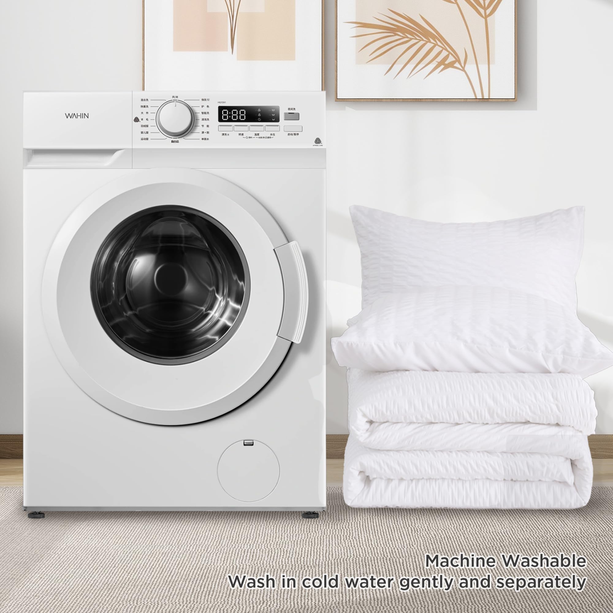 Andency King Size White Comforter Set - 3 Piece Seersucker Bedding with 1 Down Alternative Comforter & 2 Pillowcases, Lightweight Microfiber, 104x90 Inches - Perfect for Master Bedroom, Guest Room & Cozy Home Decor