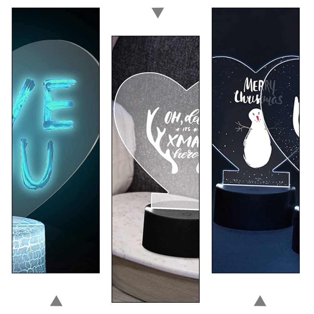 5Pcs Clear Acrylic Light Plates for LED Signs - Heart Shaped Transparent Cast Boards with Neon Marker Lights - Perfect for DIY Home Decor, Wedding Centerpieces, and Cafe Signage
