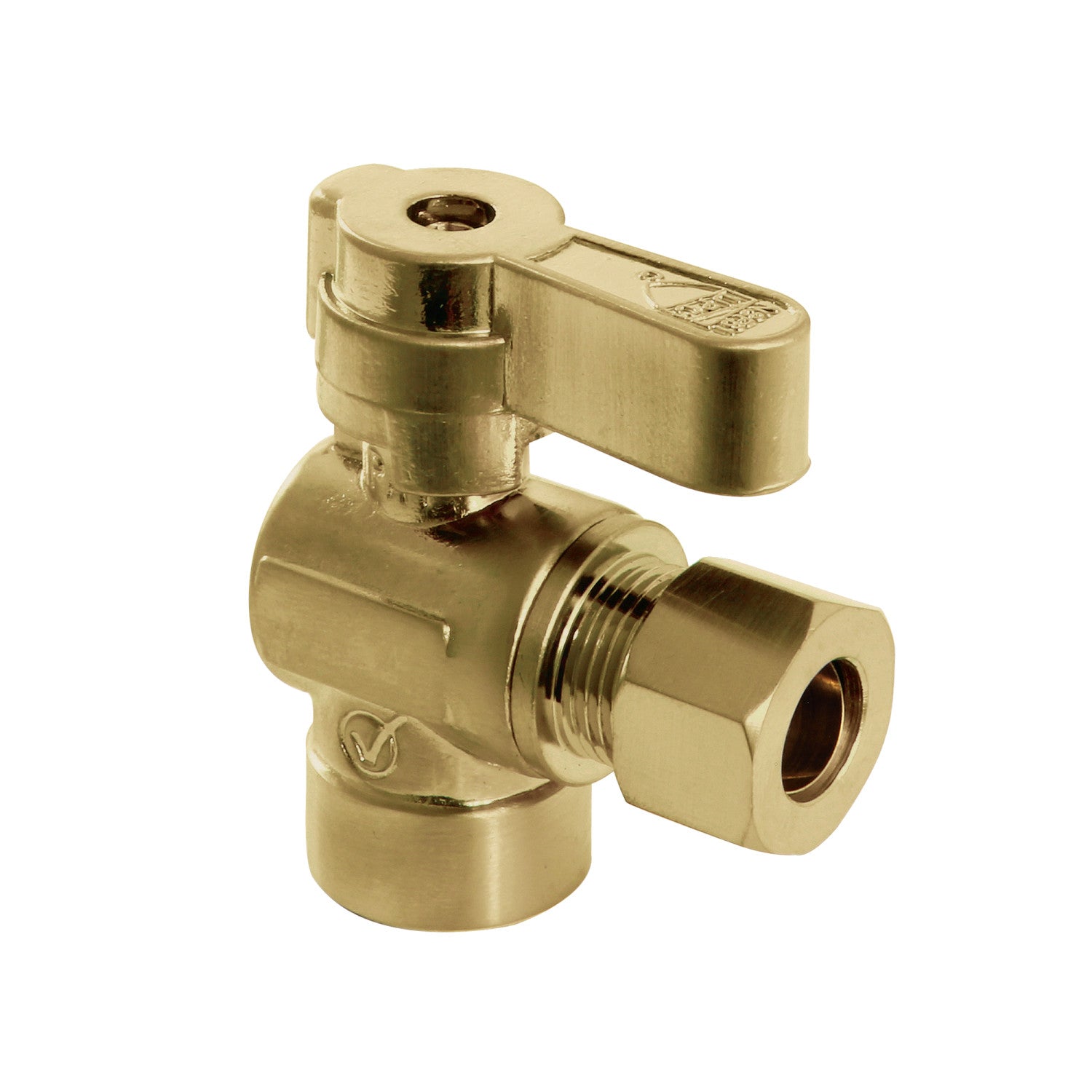Baseline KF4320BB 1/2 Inch Sweat x 3/8 Inch O.D. Comp Angle Shut Off Valve, Brushed Brass - Durable Plumbing Fixture for Water Supply Lines, Sink & Toilet Installations