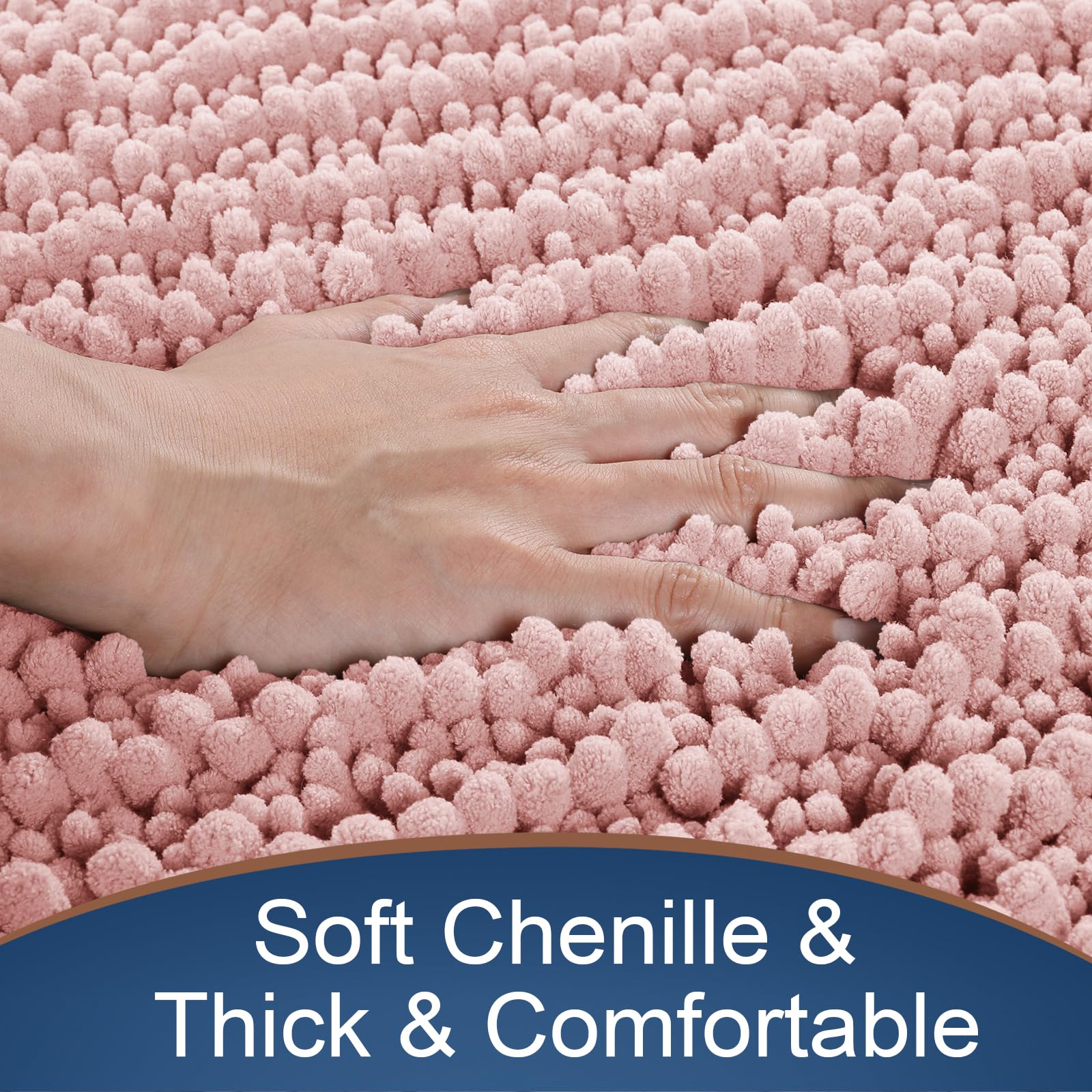 Yimobra Soft Shaggy Bath Mat 36.2 x 24 Inch - Non-Slip Super Absorbent Bathroom Rug, Thick Quick-Dry Machine Washable Shower Mat for Bathroom Floor (Light Pink) - Perfect for Spa-Like Comfort & Wet Area Safety