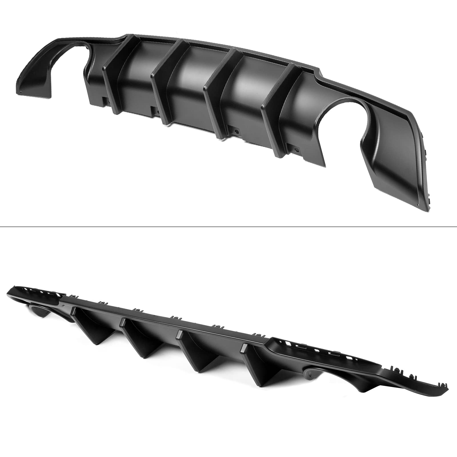 FREEMOTOR802 Rear Diffuser Compatible with 2015-2023 Chrysler 300 - Shark Fin Style Matte Black PP Lower Valance Bumper Lip - Upgrade Your Car's Rear Appearance for Street Racing & Show Cars