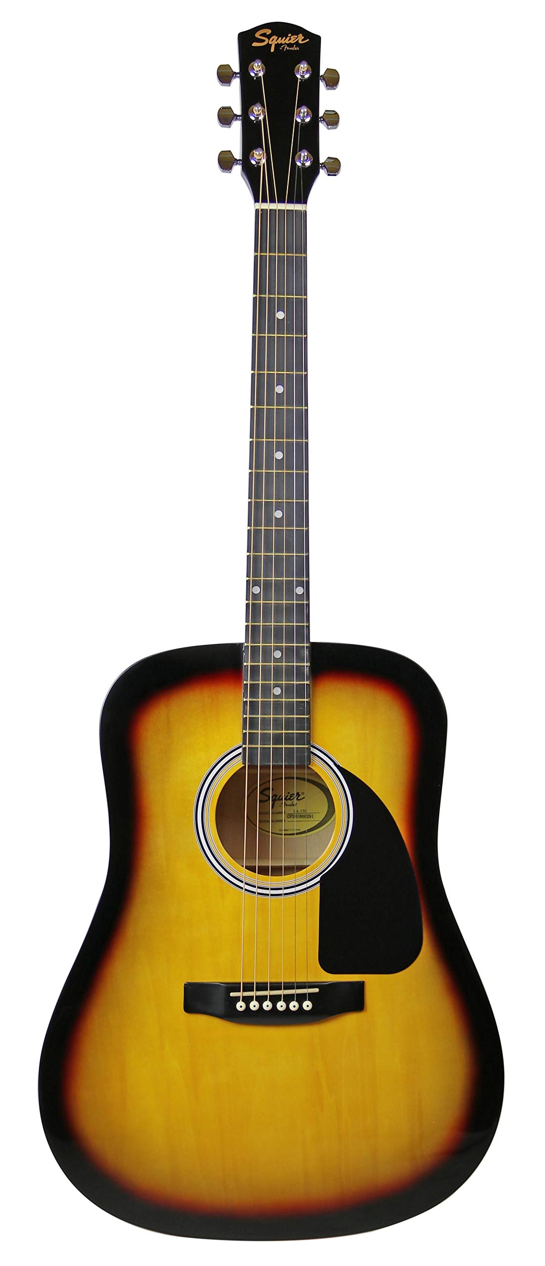 Fender Squier Dreadnought Acoustic Guitar Sunburst Bundle with Gig Bag, Tuner, Strap, Strings, Picks & Accessories - Perfect for Beginners, Campfire Singalongs & Home Recording Studios